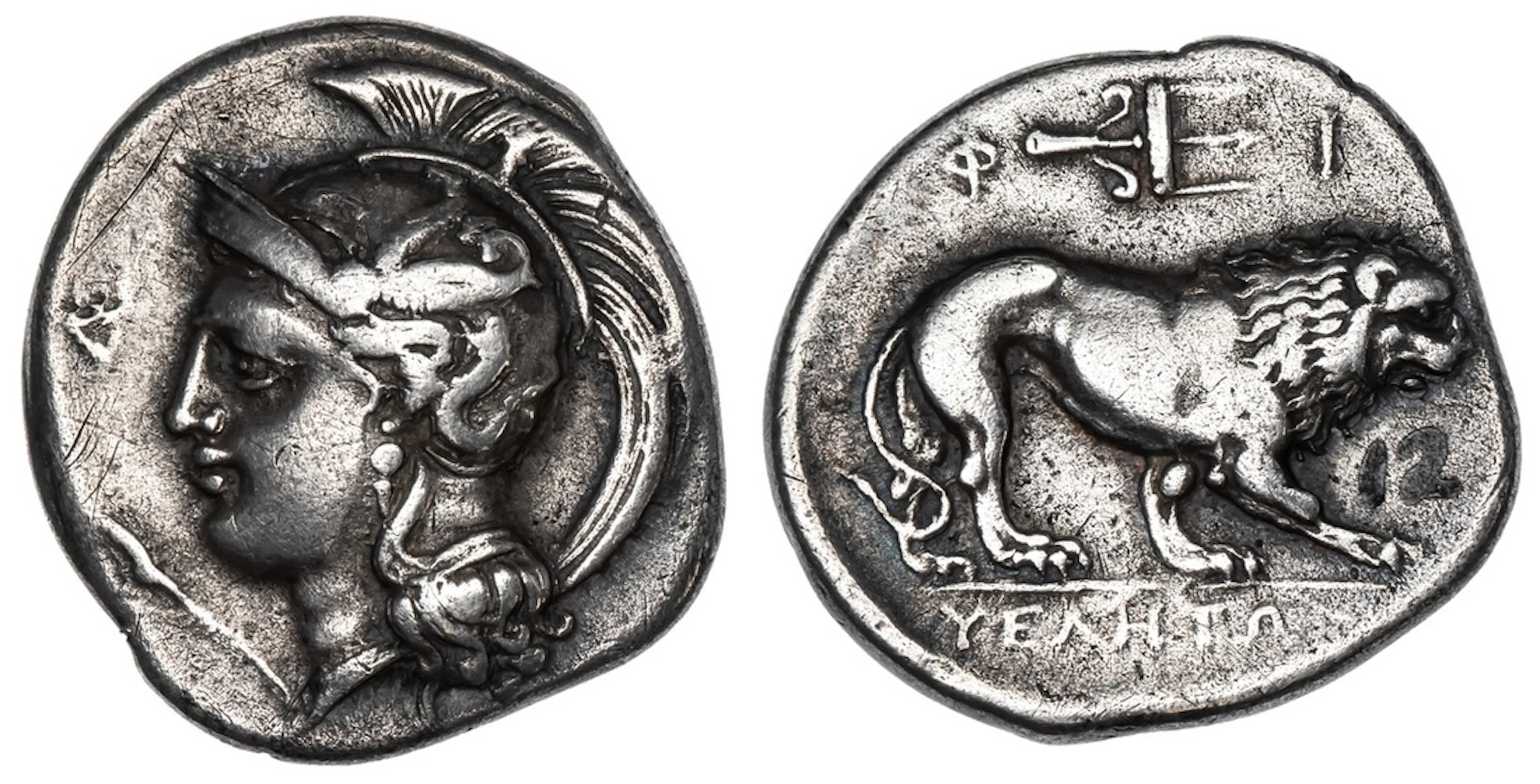 Lucania, Velia, AR Nomos, struck 305-290 BC, head of Athena left