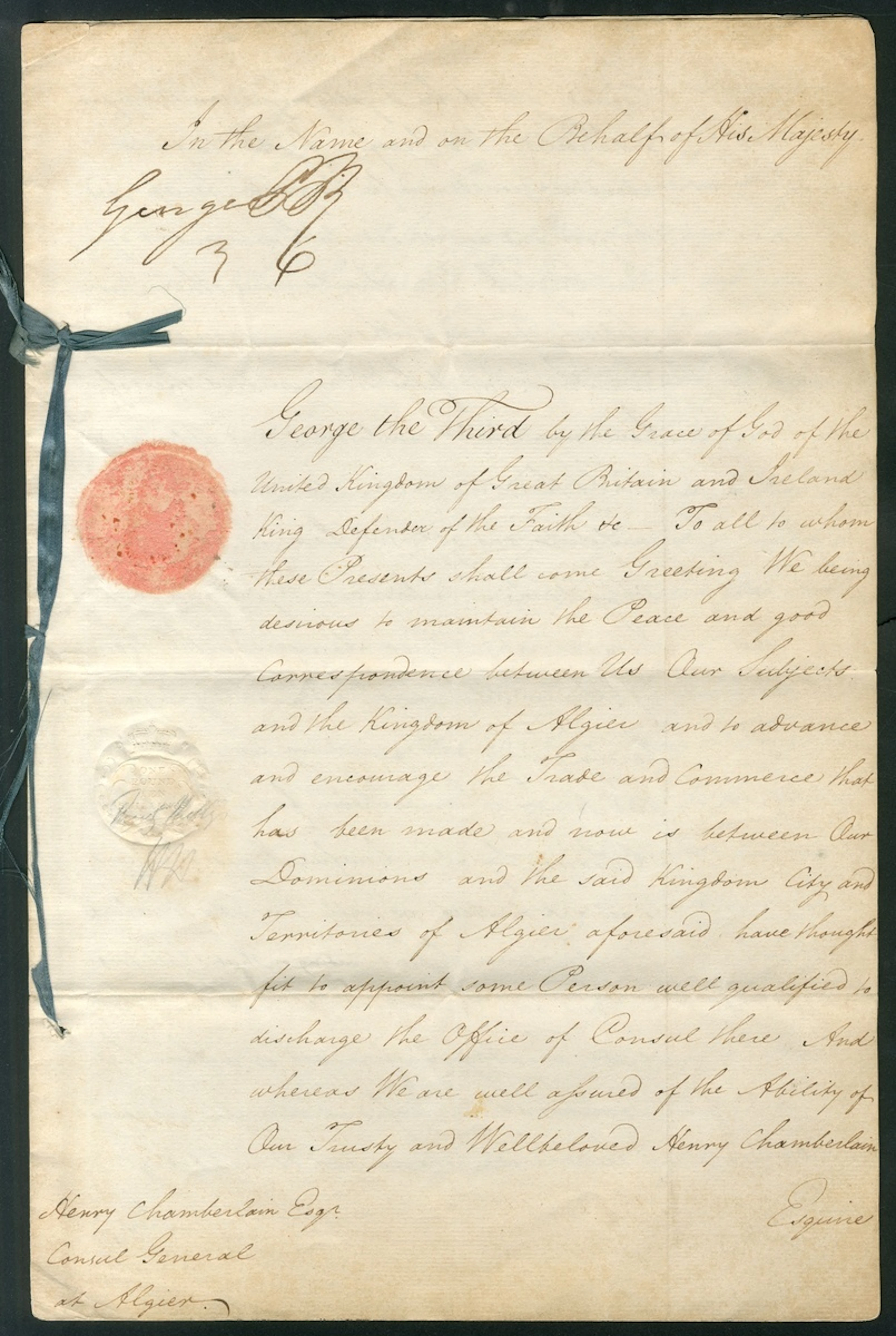 Great Britain / Algeria Royalty George, Prince Regent 1813 Document