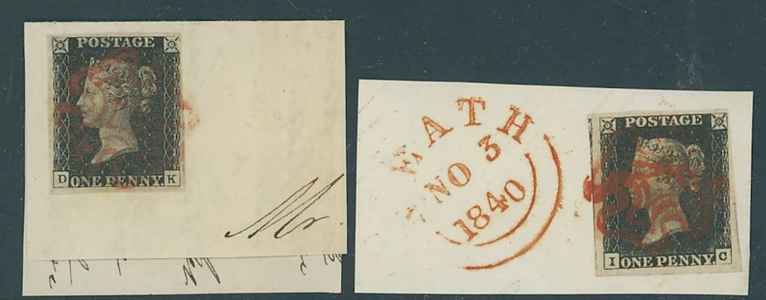 Great Britain 1840 One Penny Black Plate 6 DK, IC, JG (cancelled in