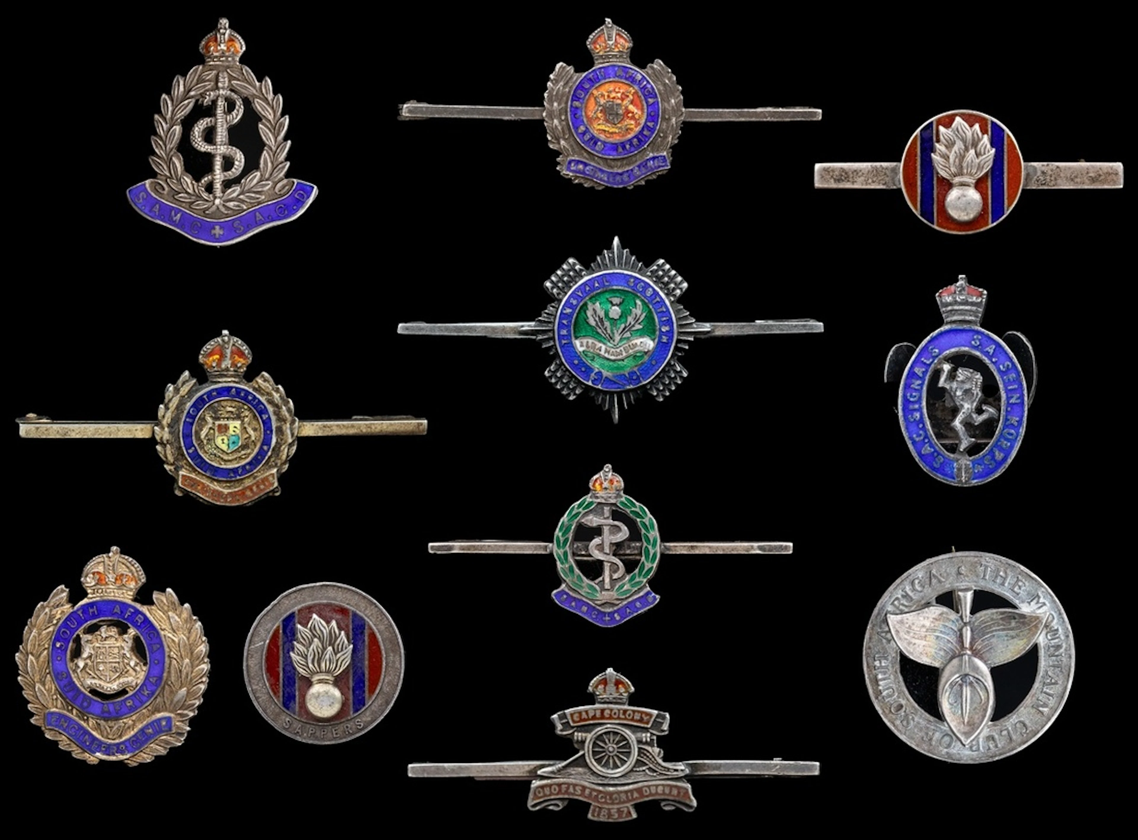 A Collection of mainly South African Sweetheart brooches and lapel