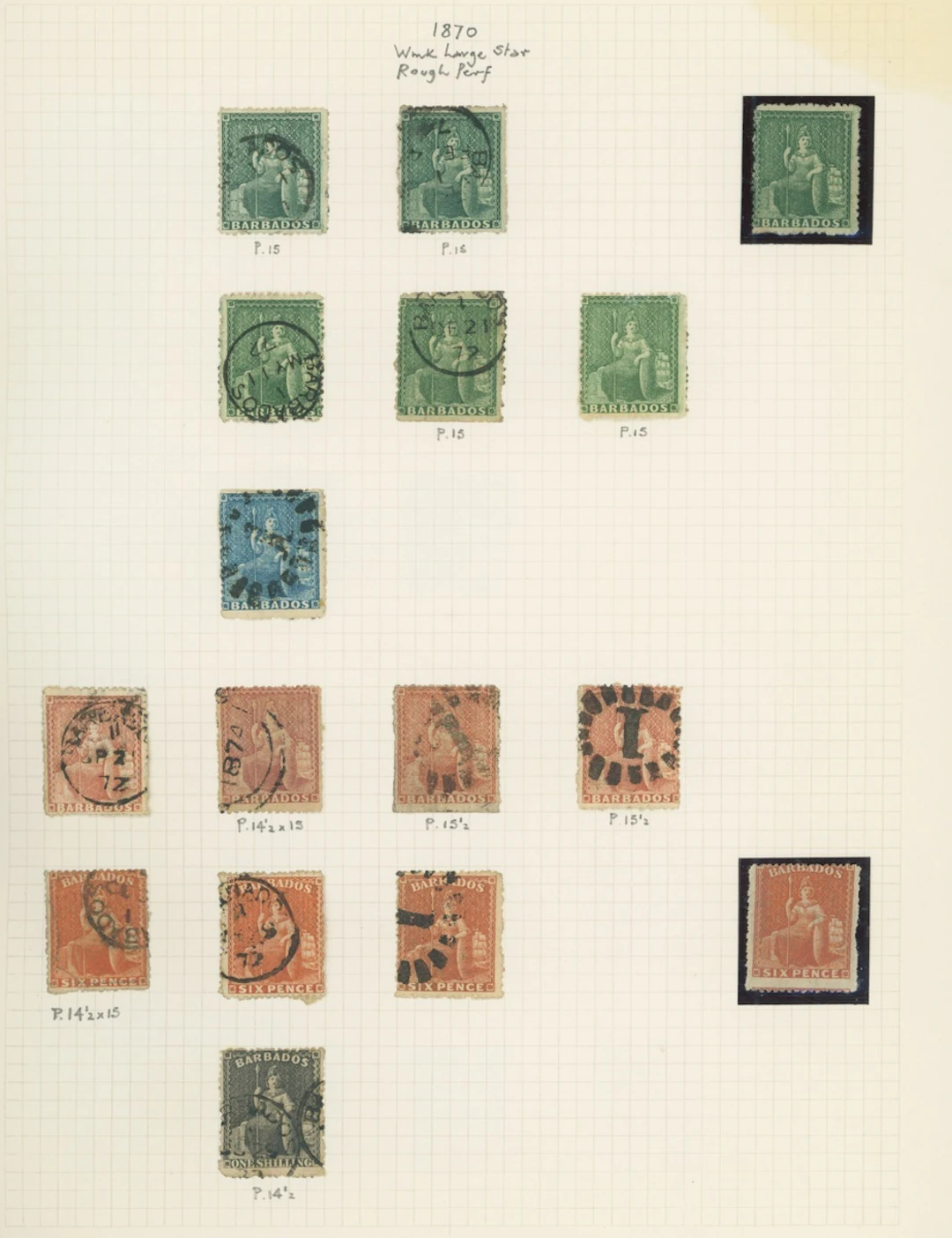 Barbados Britannia Issues 1870-75 mainly used collection comprising