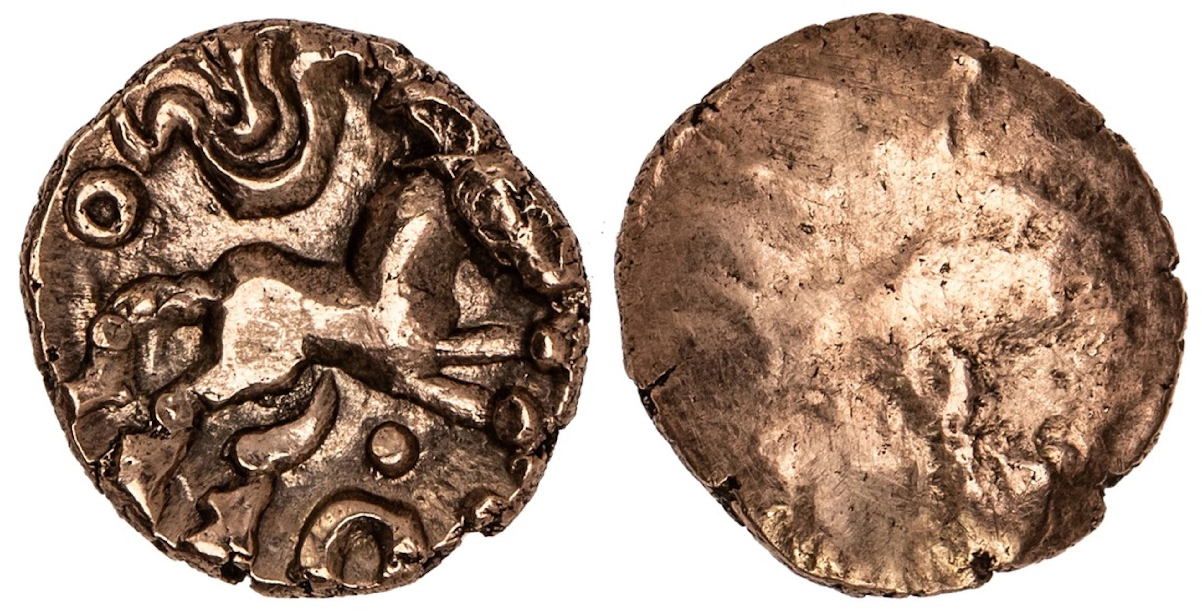 Cantiaci (50-20 BC), AV Uniface Quarter-Stater, 'Horse Brooch' Type