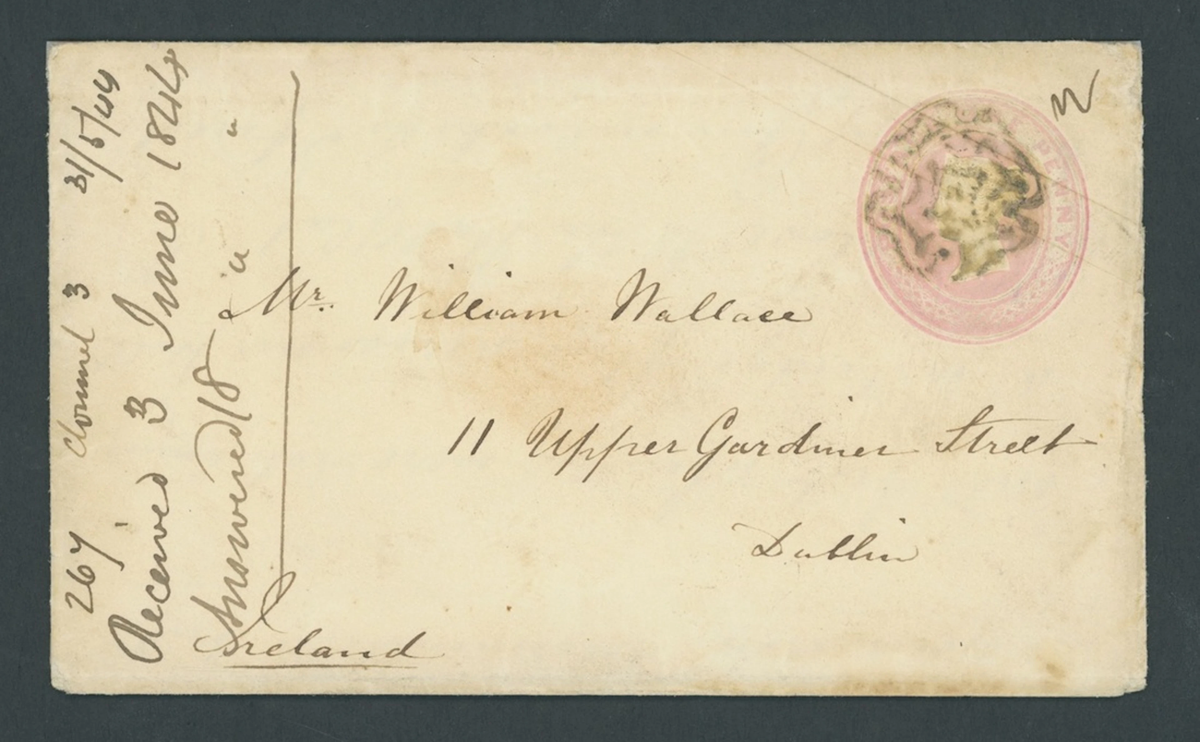 Great Britain Postal Stationery 1843 (3 June), 1d. pink envelope to