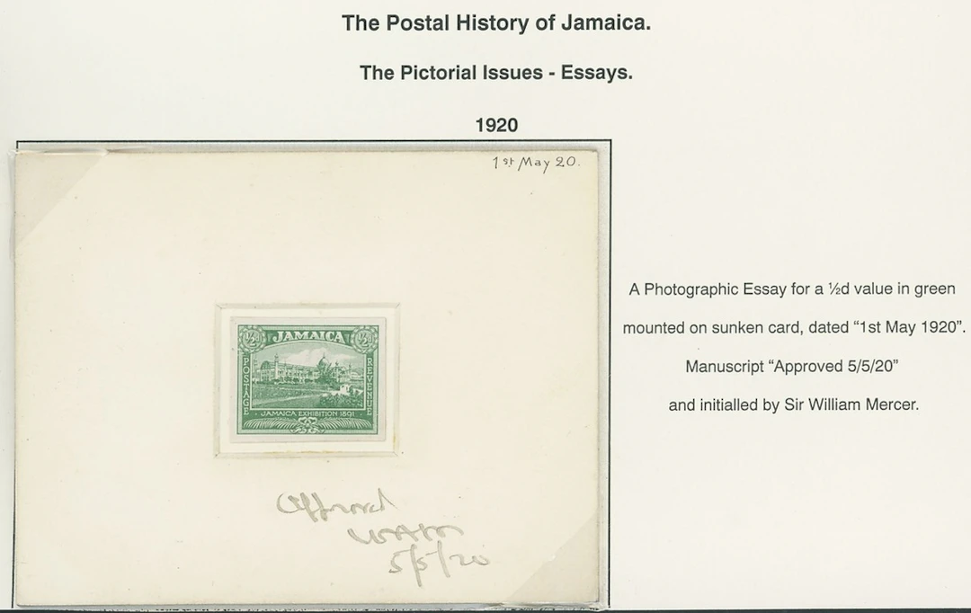 Jamaica 1919-21 Pictorial Issue Essays ½d. photographic essay in green