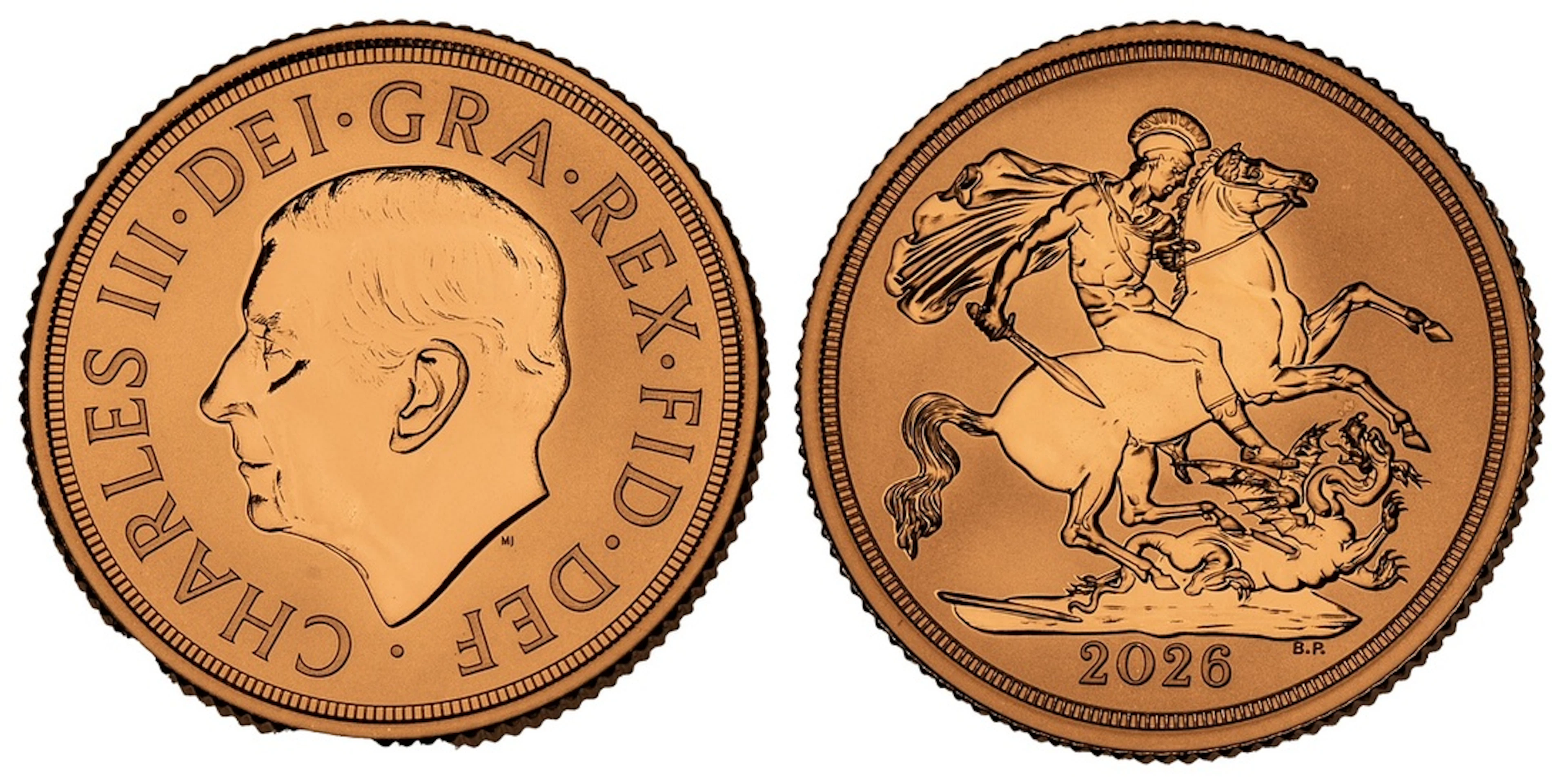 Charles III (2022-Present), Pair of "Yellow" Proof Gold Sovereigns