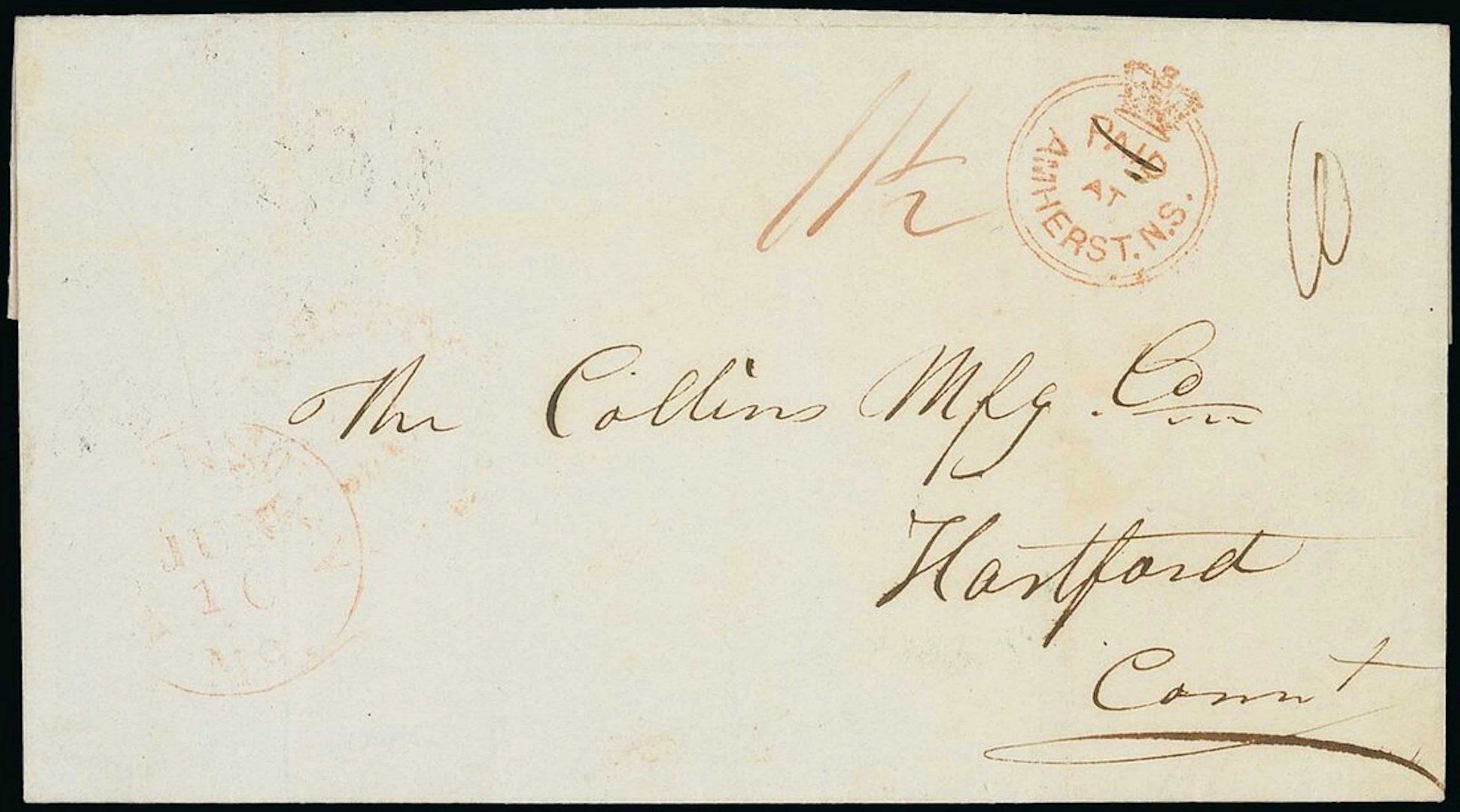 Crowned Circle Handstamps Nova Scotia 1849 (8 Jun) entire letter from