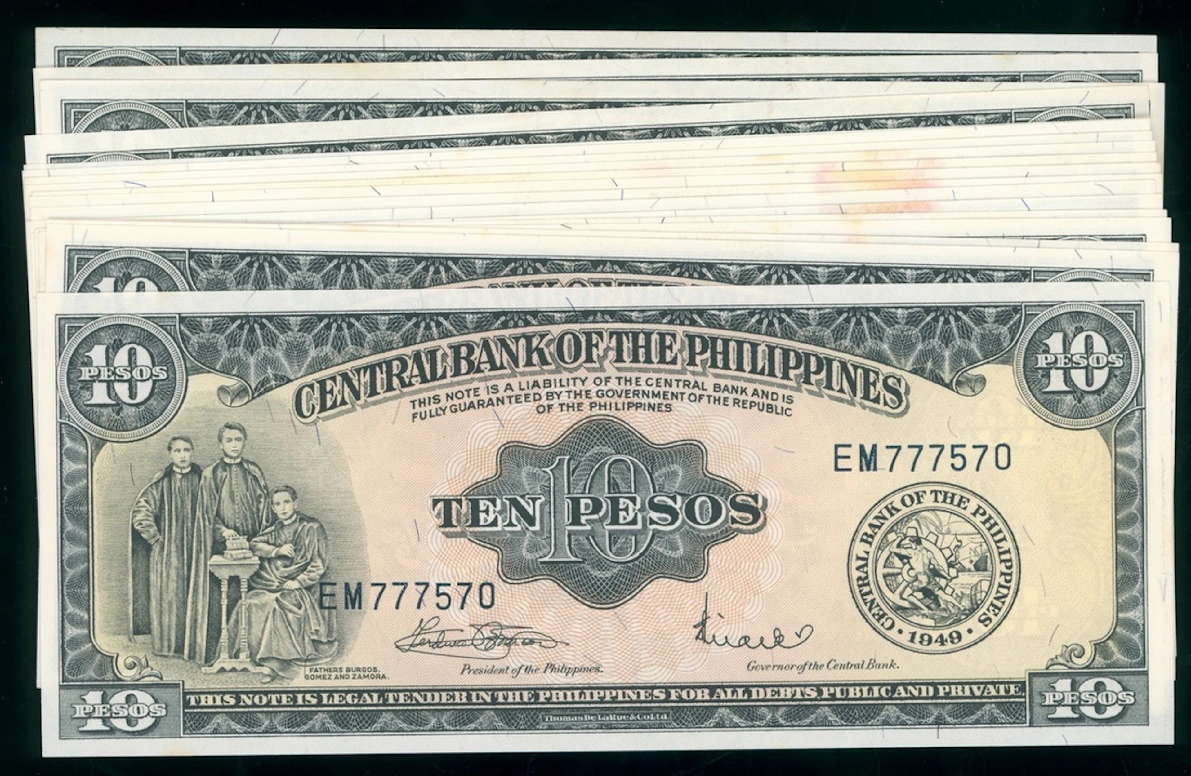 Central Bank of The Philippines, 10 pesos (18), ND (1949), includes