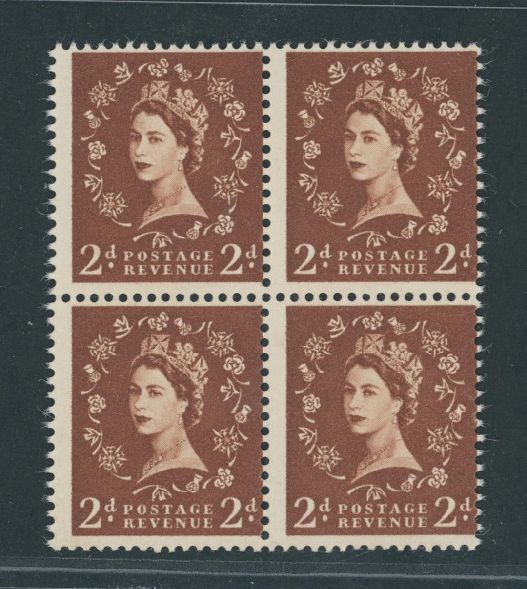 Great Britain Queen Elizabeth II 1958 2d. red-brown "Dollis Hill Phosphor
