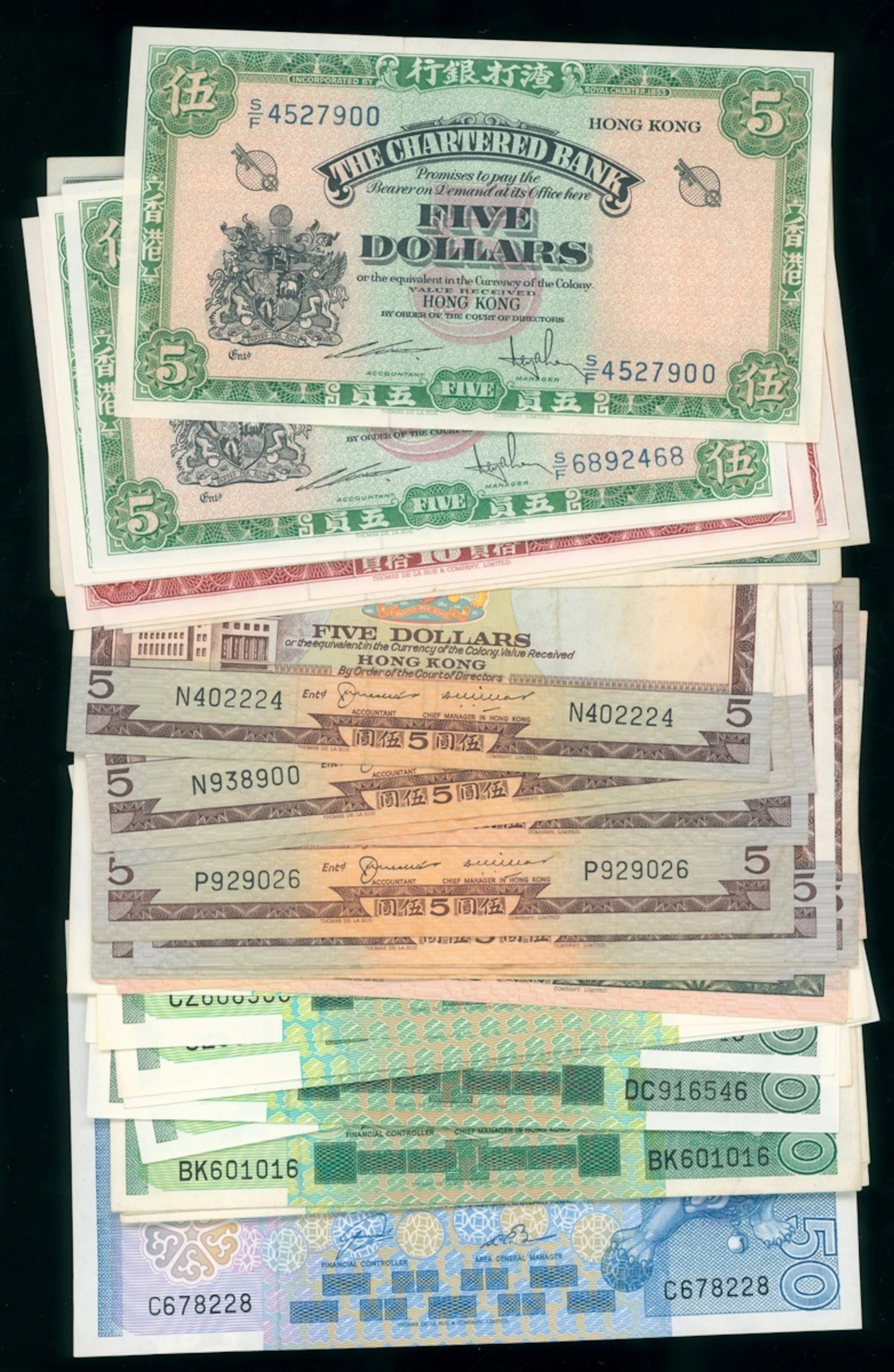 Chartered Bank, Hong Kong, a group of 31x, including, (Pick 68, 70
