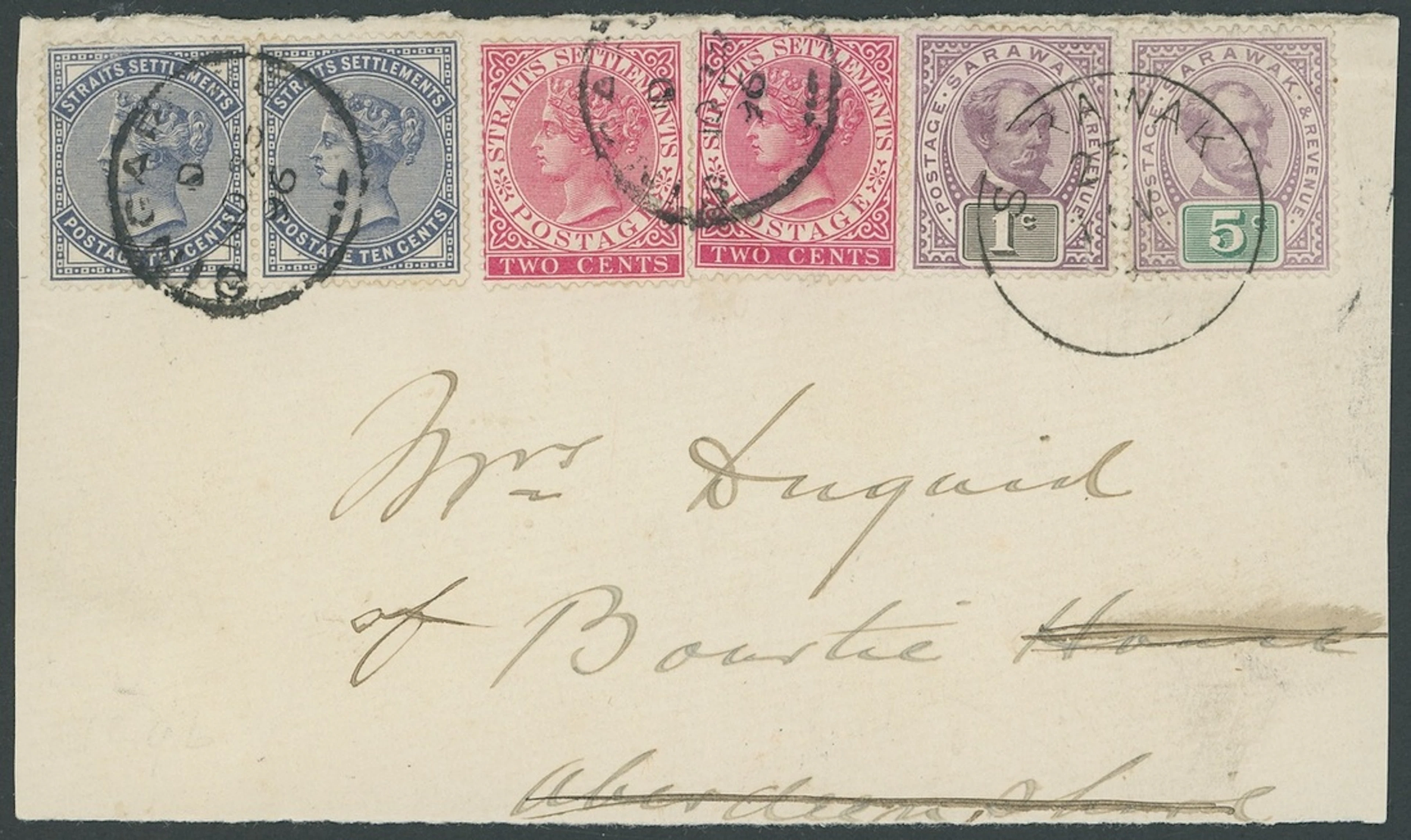 Sarawak 1888-97 "postage & revenue" Issue Combination Covers 1896
