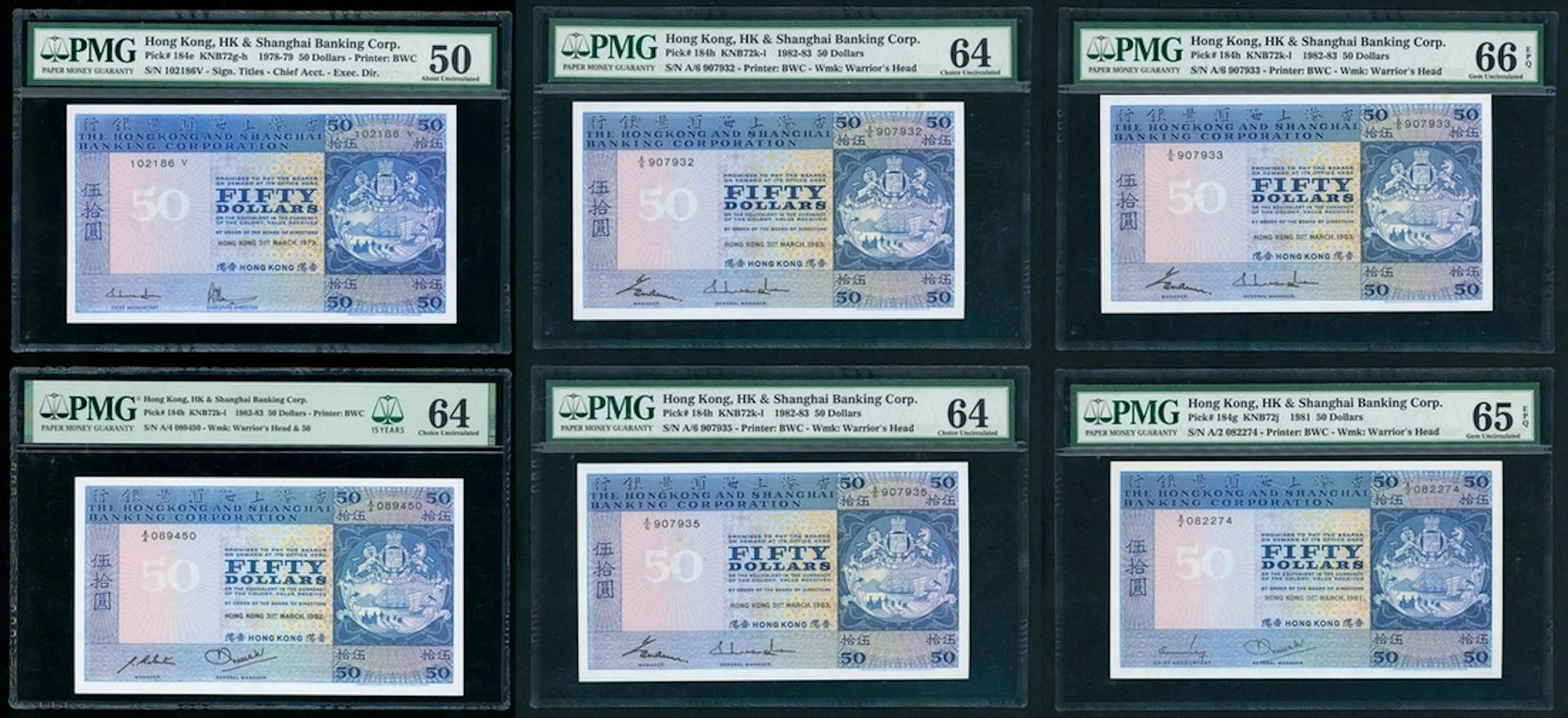 HongKong & Shanghai Banking Corporation, $50 (6), including 1979