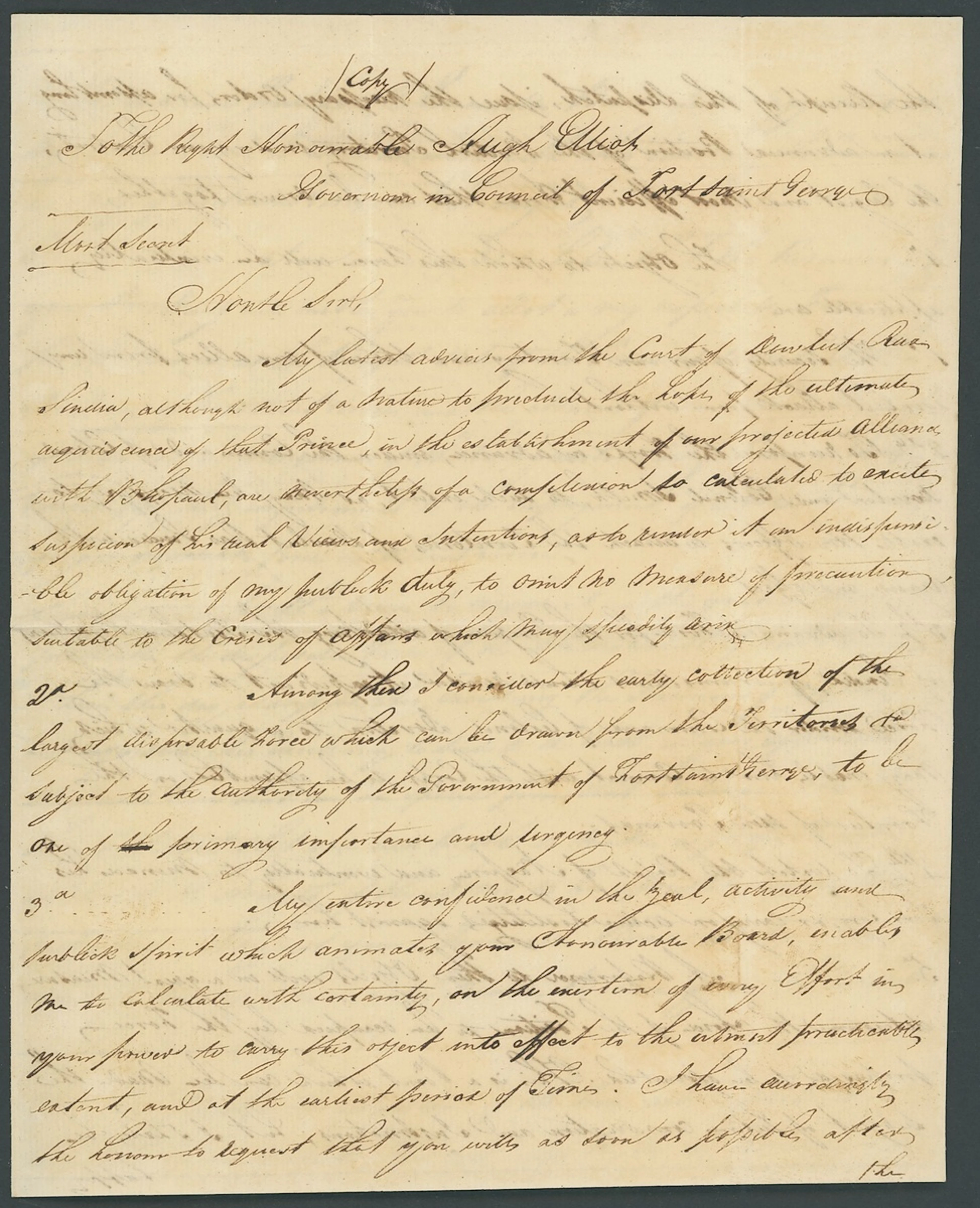 India 1815 (2 Jan.) entire letter from Henry Russell, British Resident