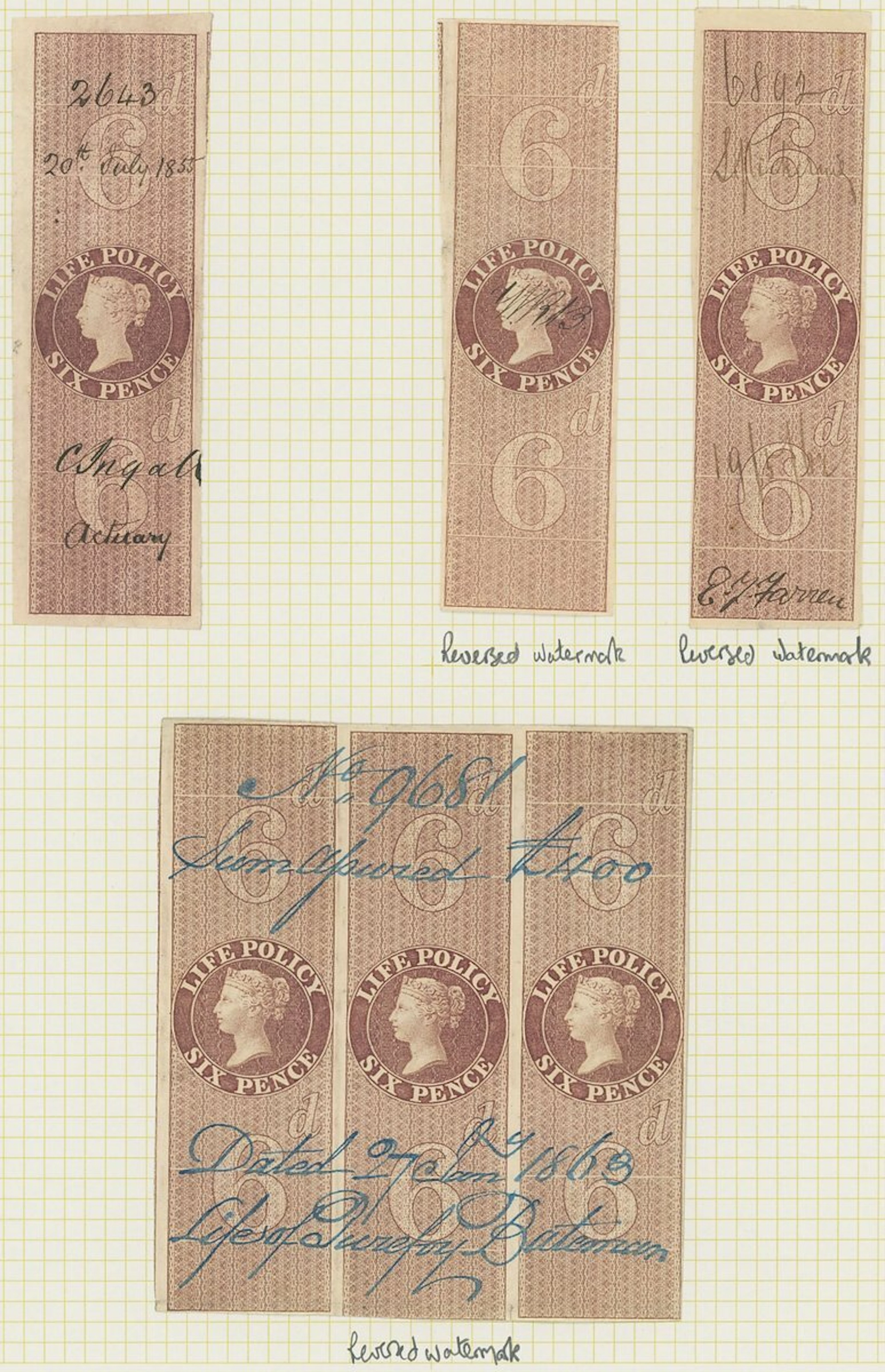 Great Britain Revenues Life Policy An exceptional collection on leaves