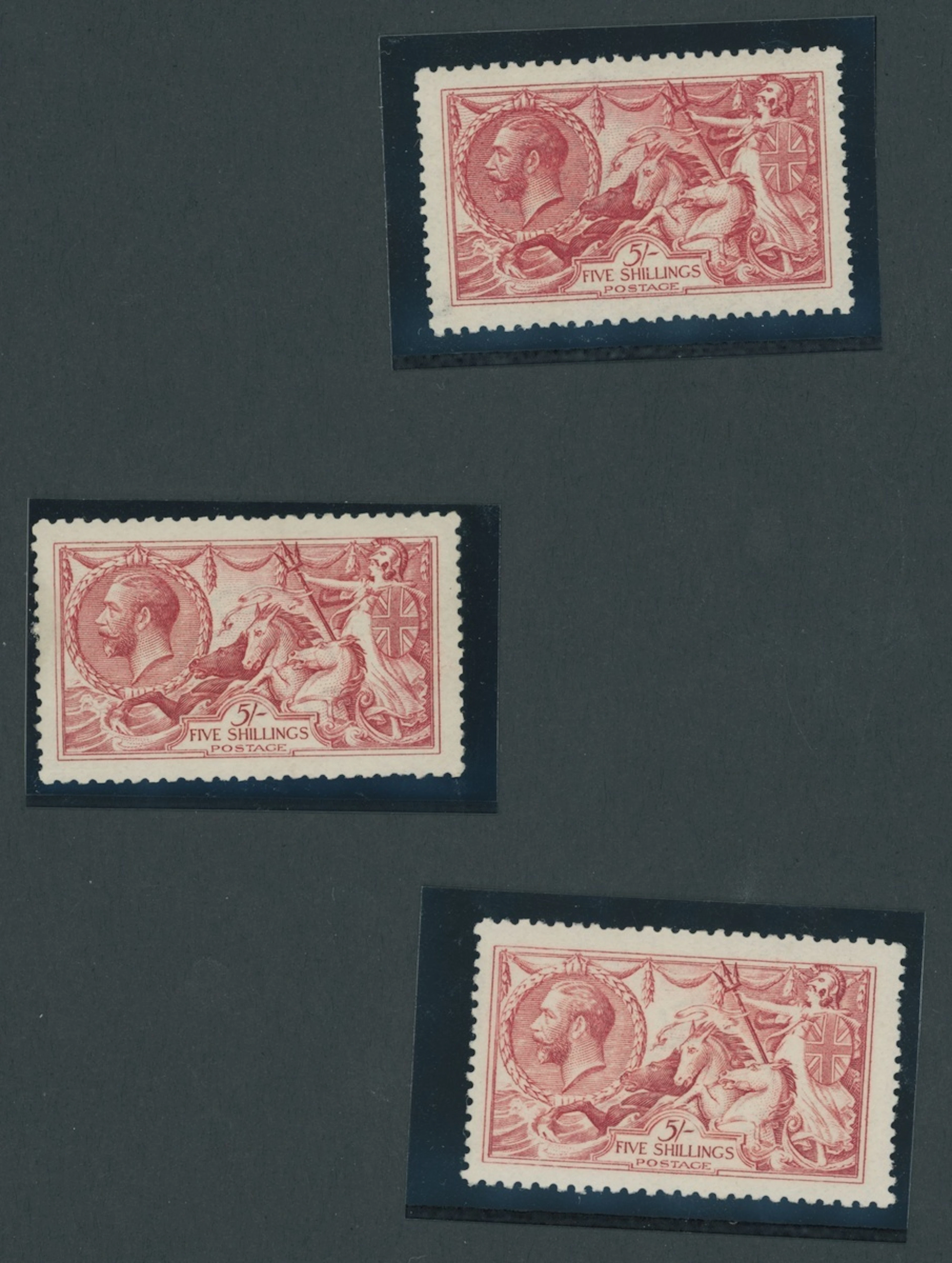 Great Britain King George V 1915 De La Rue 5/- shades of bright carmine