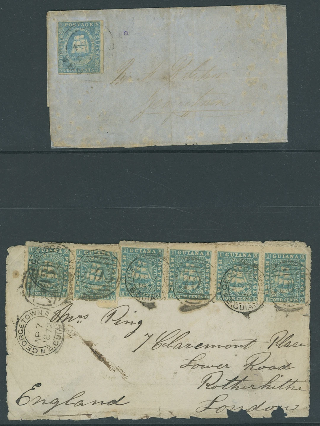 British Guiana 1854-77 a postal history selection (8) arranged in
