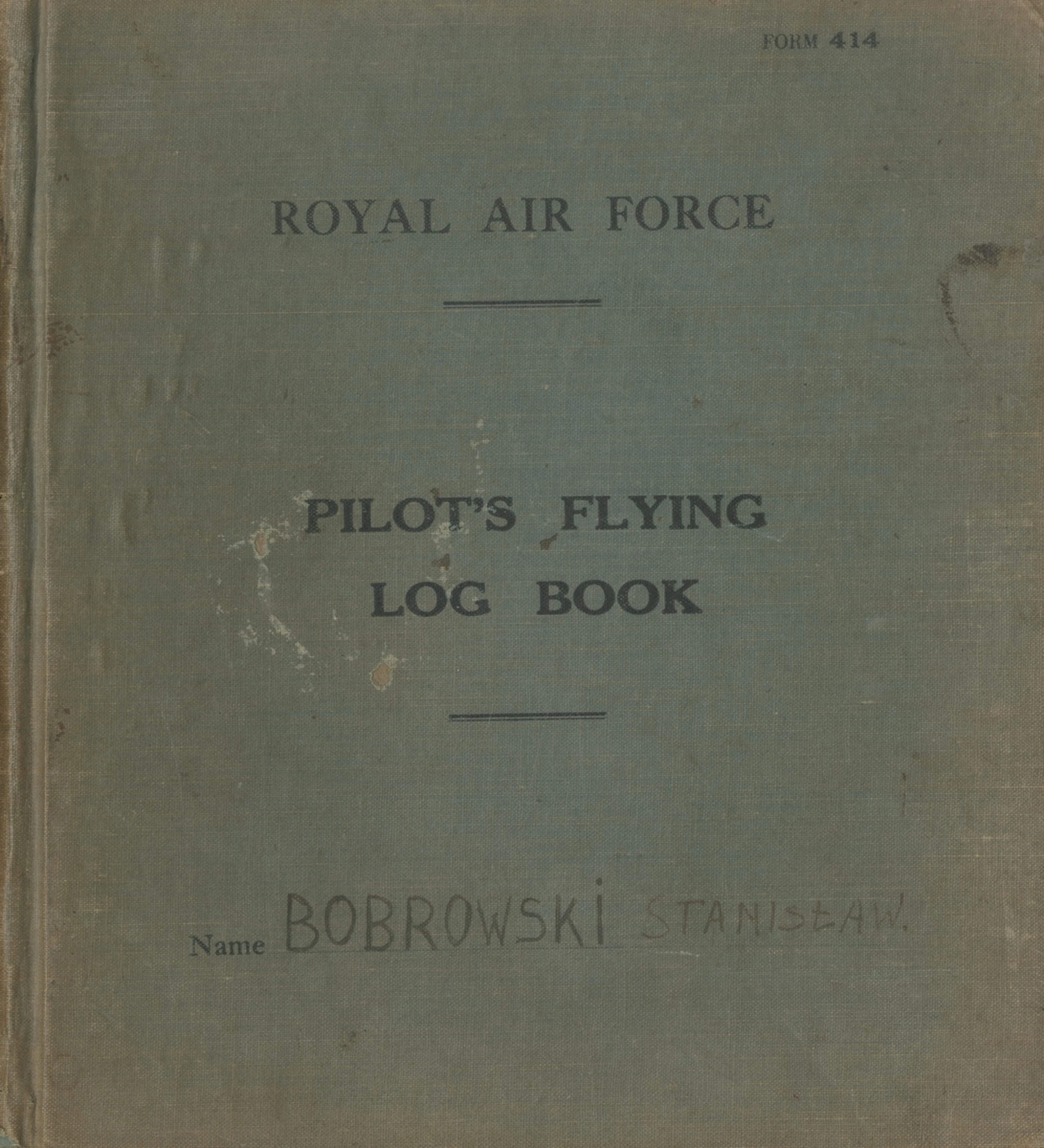 The Flying Log Book belonging to Warrant Officer S. J. Bobrowski
