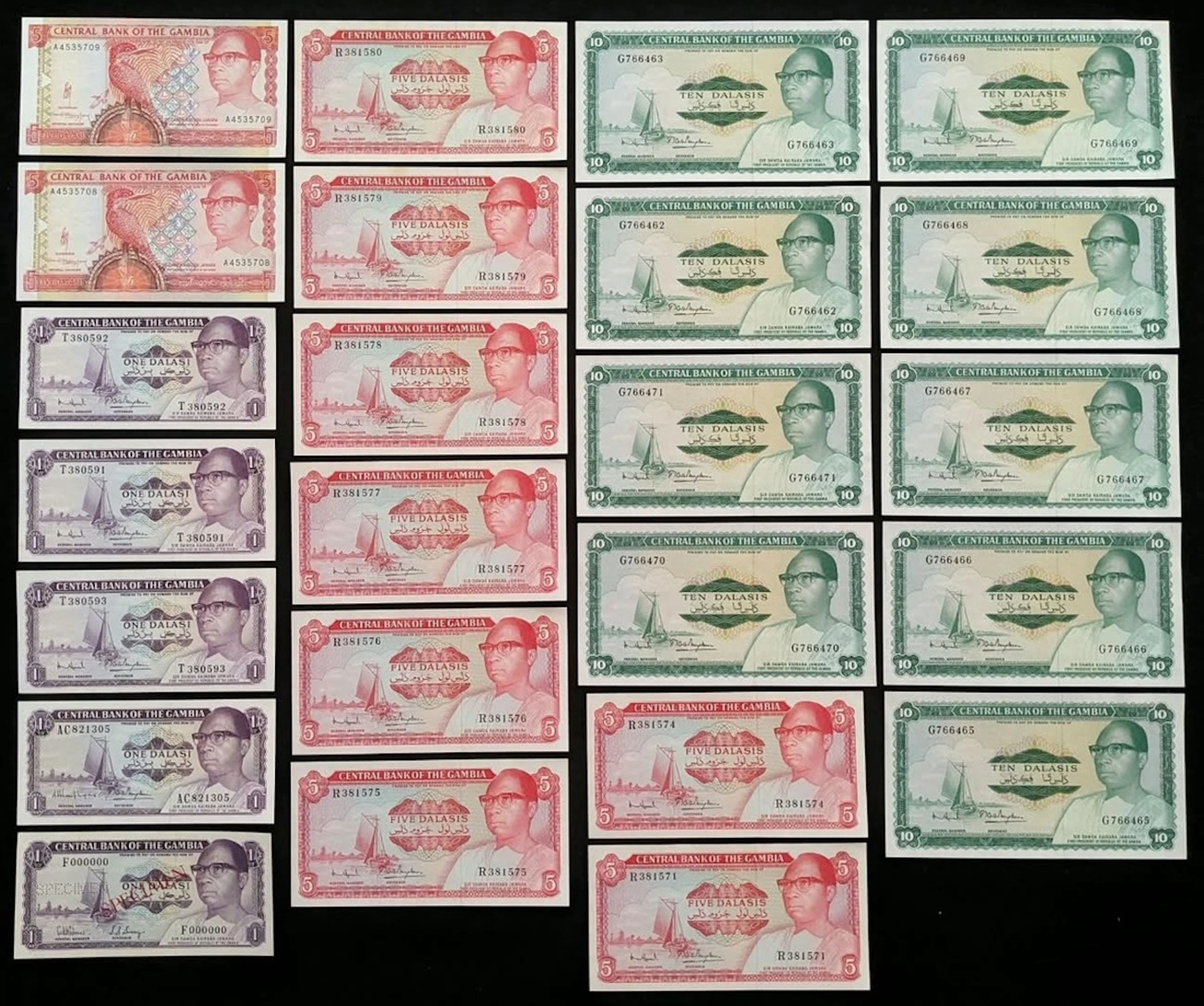 Central Bank of The Gambia, a group of 24x, ND (1971-87), 1 dalasi