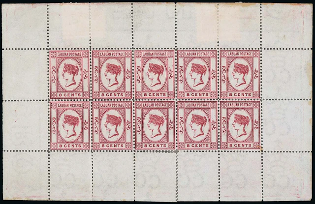 Labuan 1880-82 Watermark Crown CC Issued Stamps 8c. carmine, a complete