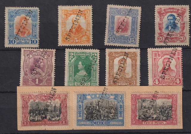 1884-1913 Post-Classic Period 1910, "Centenario", 1c. to 5p. complete