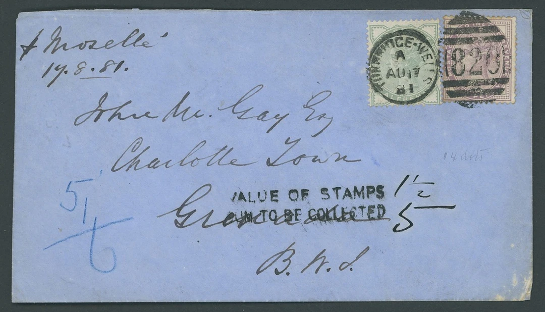 Grenada Covers and Cancellations 1881 (17 Aug.) envelope from Tunbridge