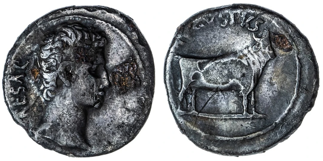 Roman Empire, Augustus (27 BC - AD 14) , AR Denarius, struck 27 BC