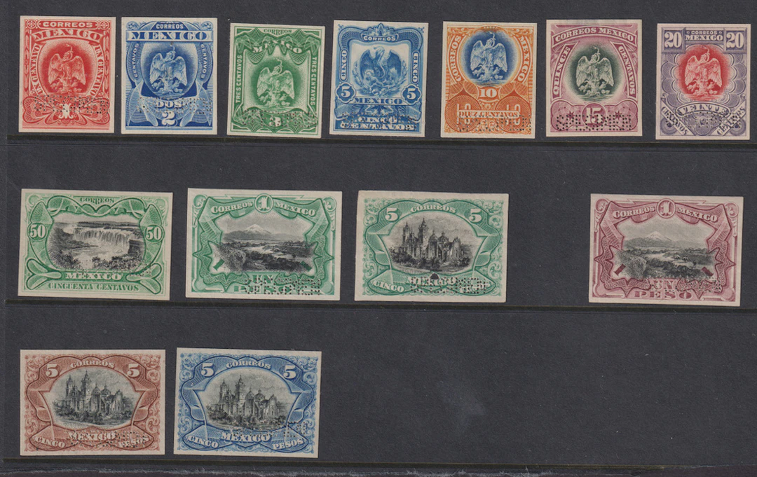 Mexico Post-Classic Issues 1899, "Aguilitas", a set of colour proofs