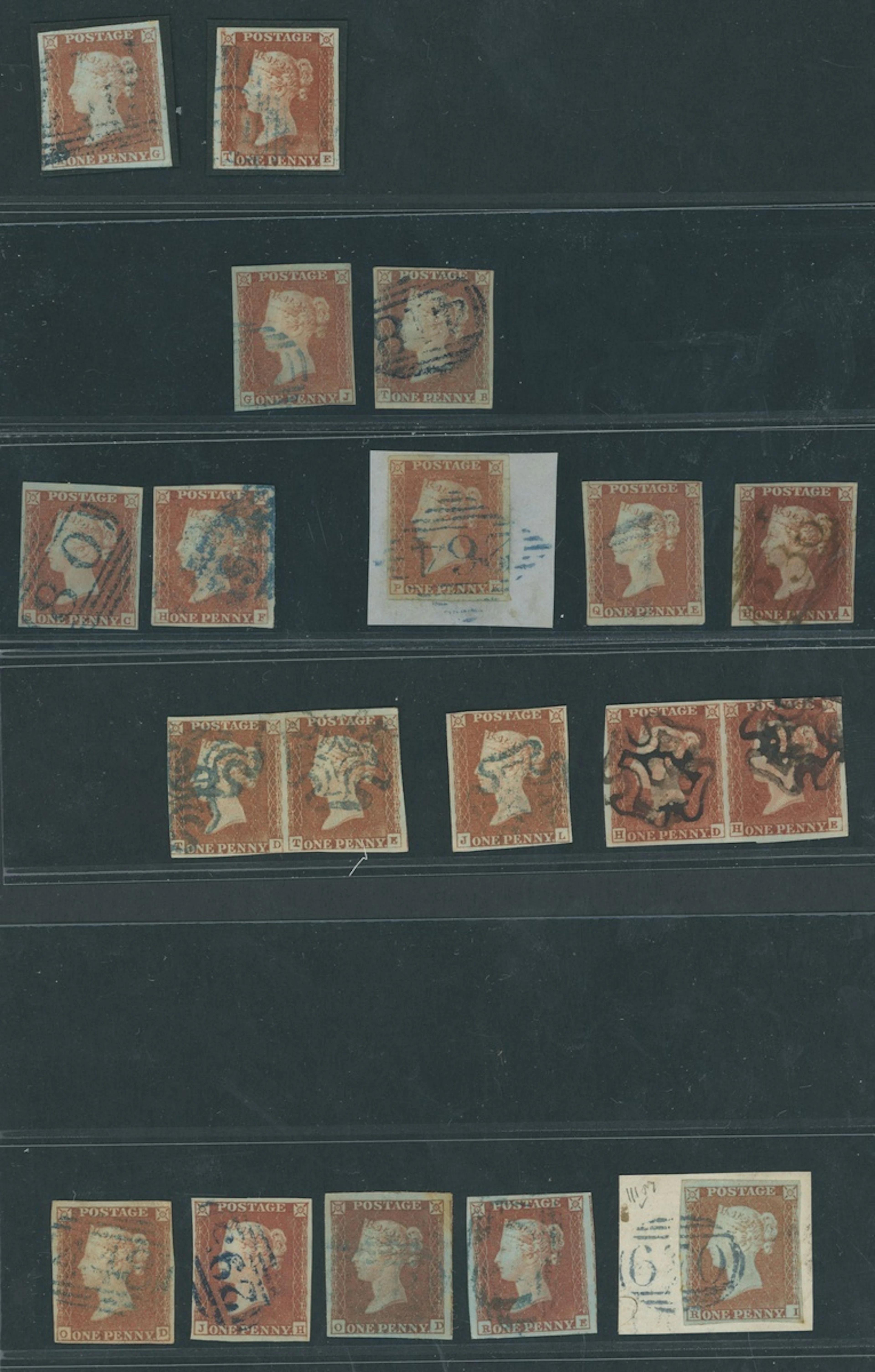 Great Britain 1841-53 One Penny Red-Brown Mixed Plates A large range