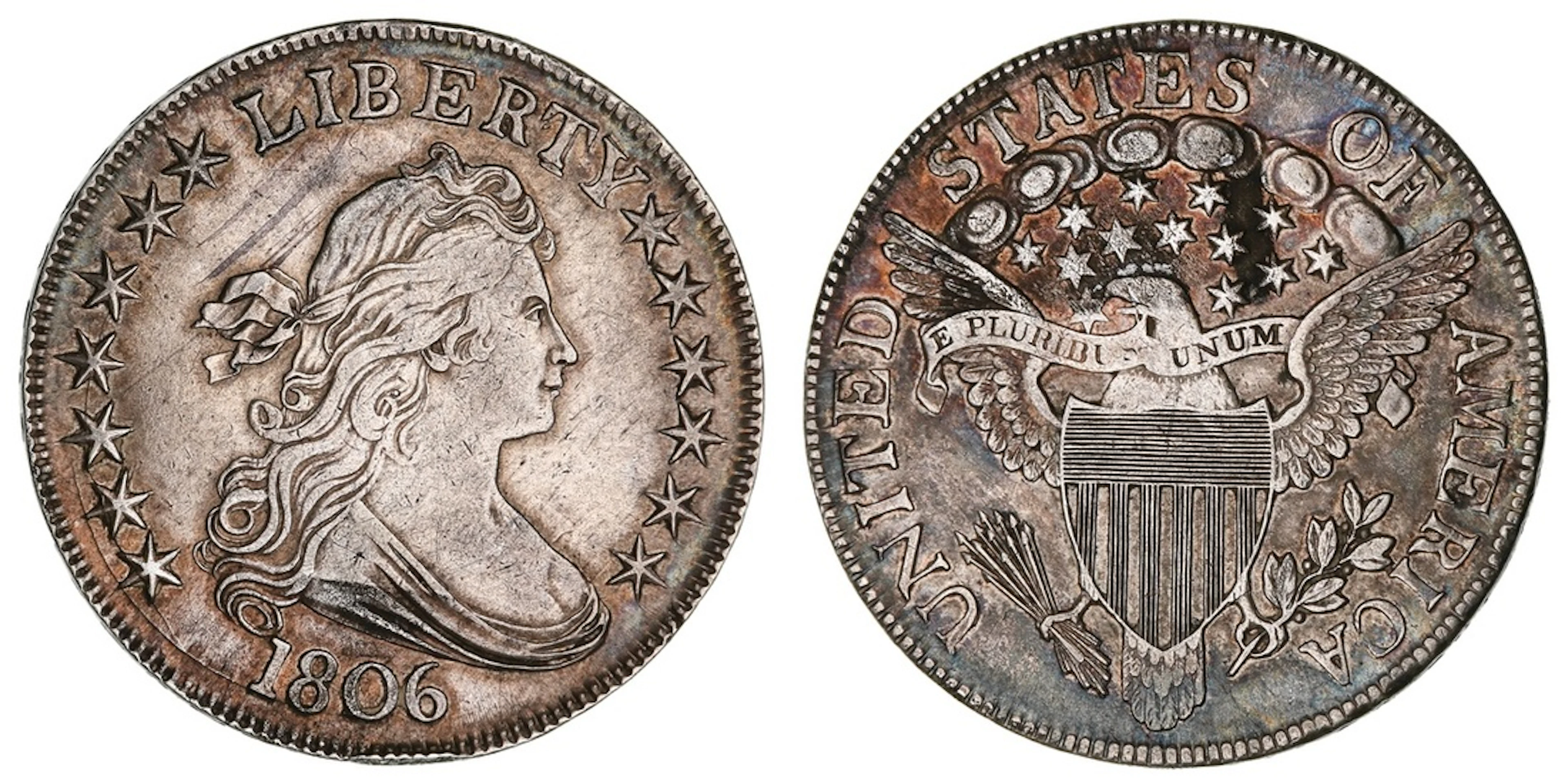USA, 'Draped Bust' Half-Dollar of-50 Cents, 1806 'Pointed 6', Philadelphia