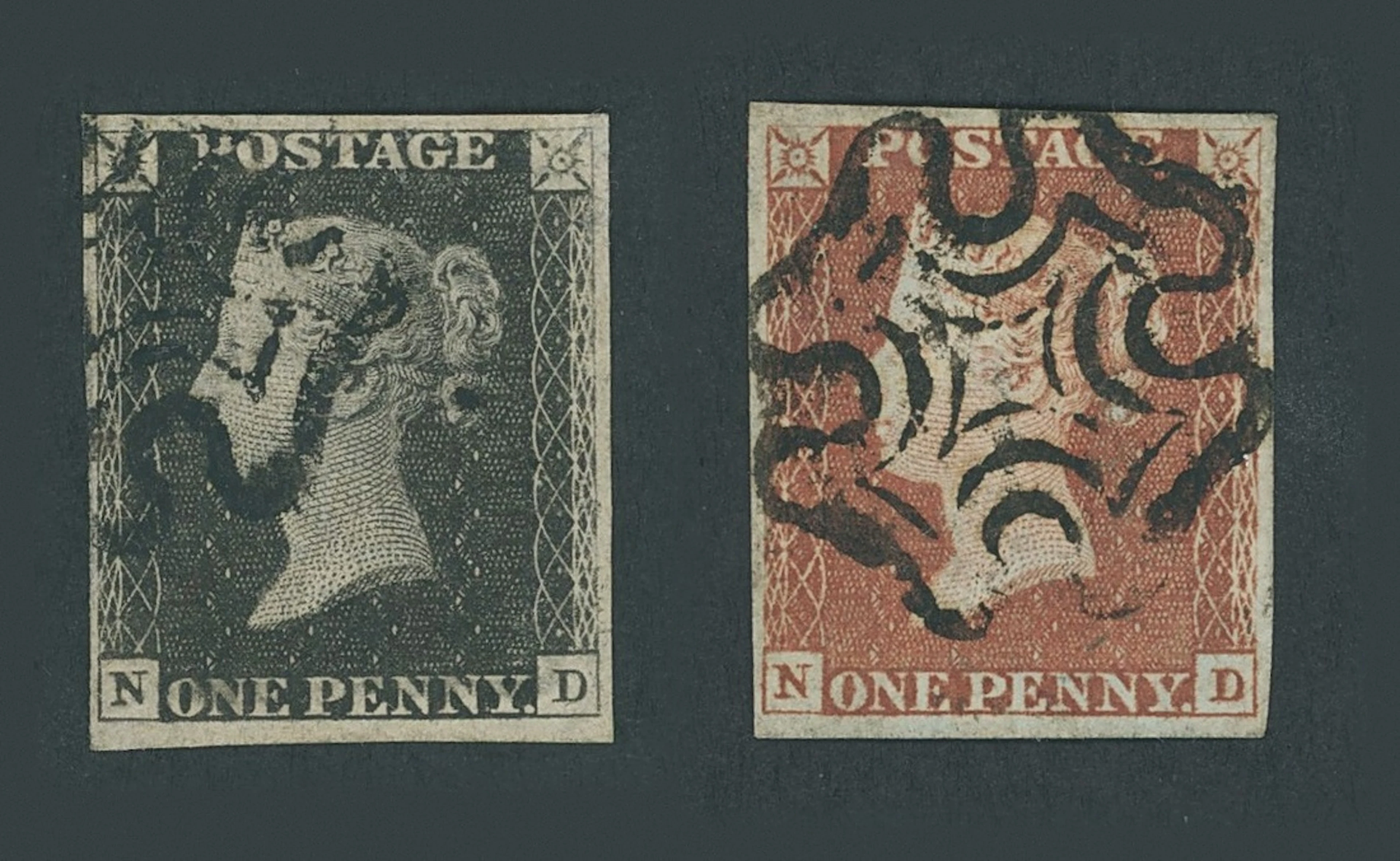 Great Britain 1840 One Penny Black Plate 11 ND, matched pair with