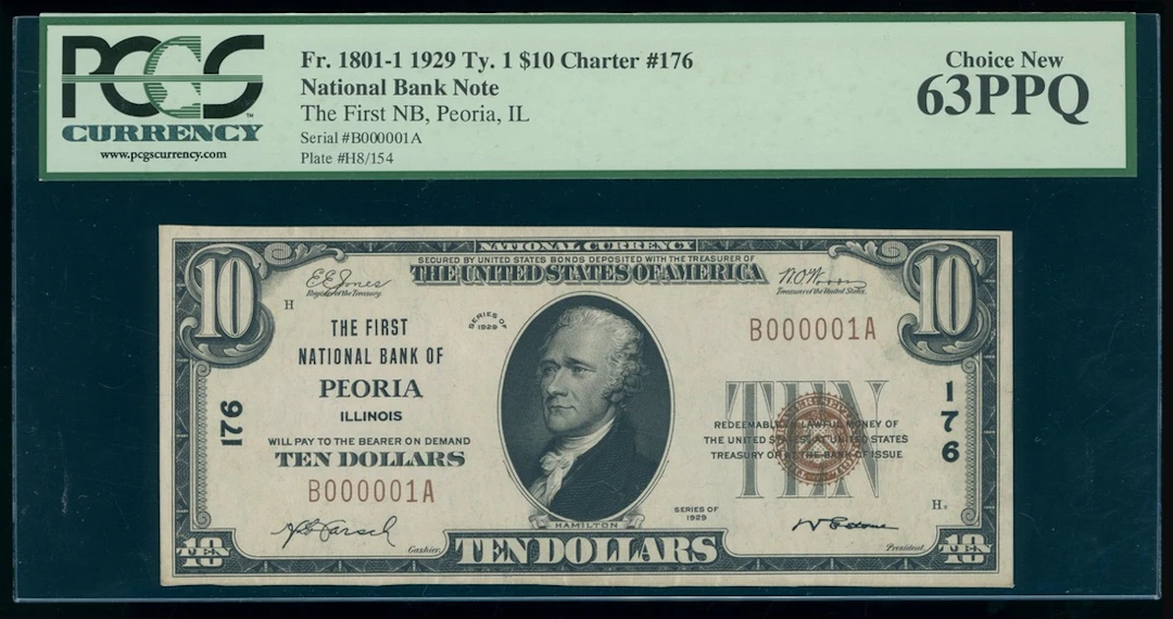 United States, National Bank of Peoria, $10, 1929, Charter 176, serial