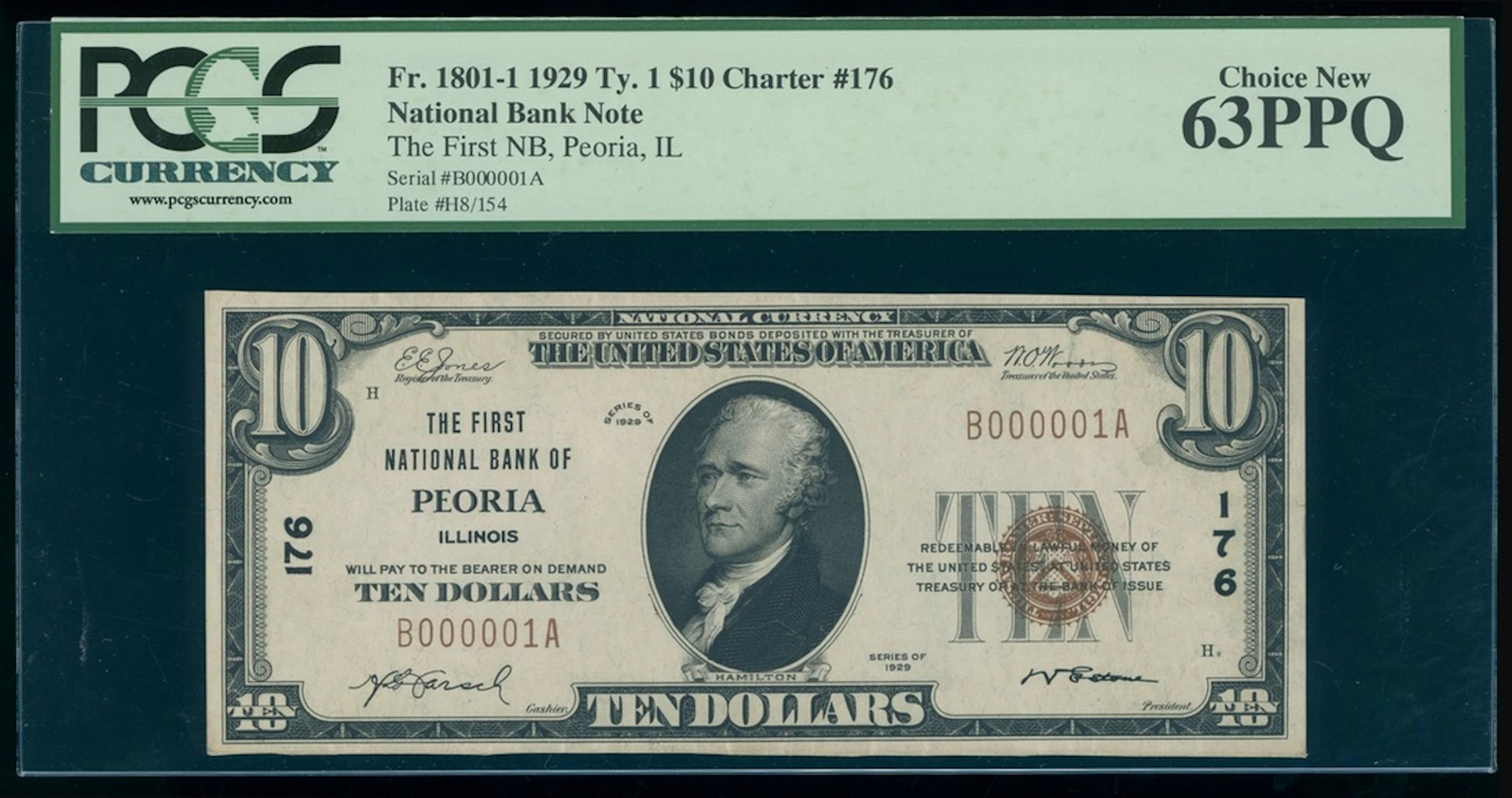 United States, National Bank of Peoria, $10, 1929, Charter 176, serial