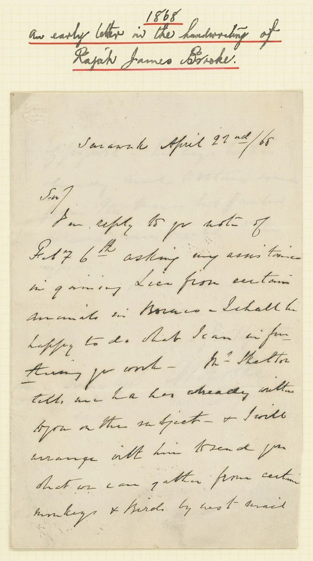 Sarawak Early Brooke Letters 1868 (14 Jan.) three page letter written