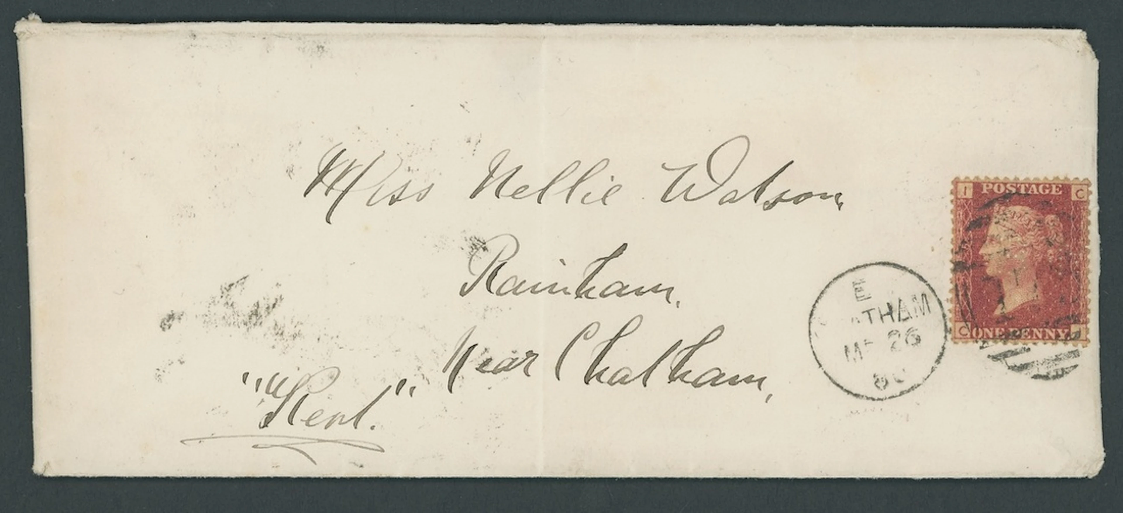 Great Britain 1864-79 Plate 225: CI tied by Chatham '173' duplex to