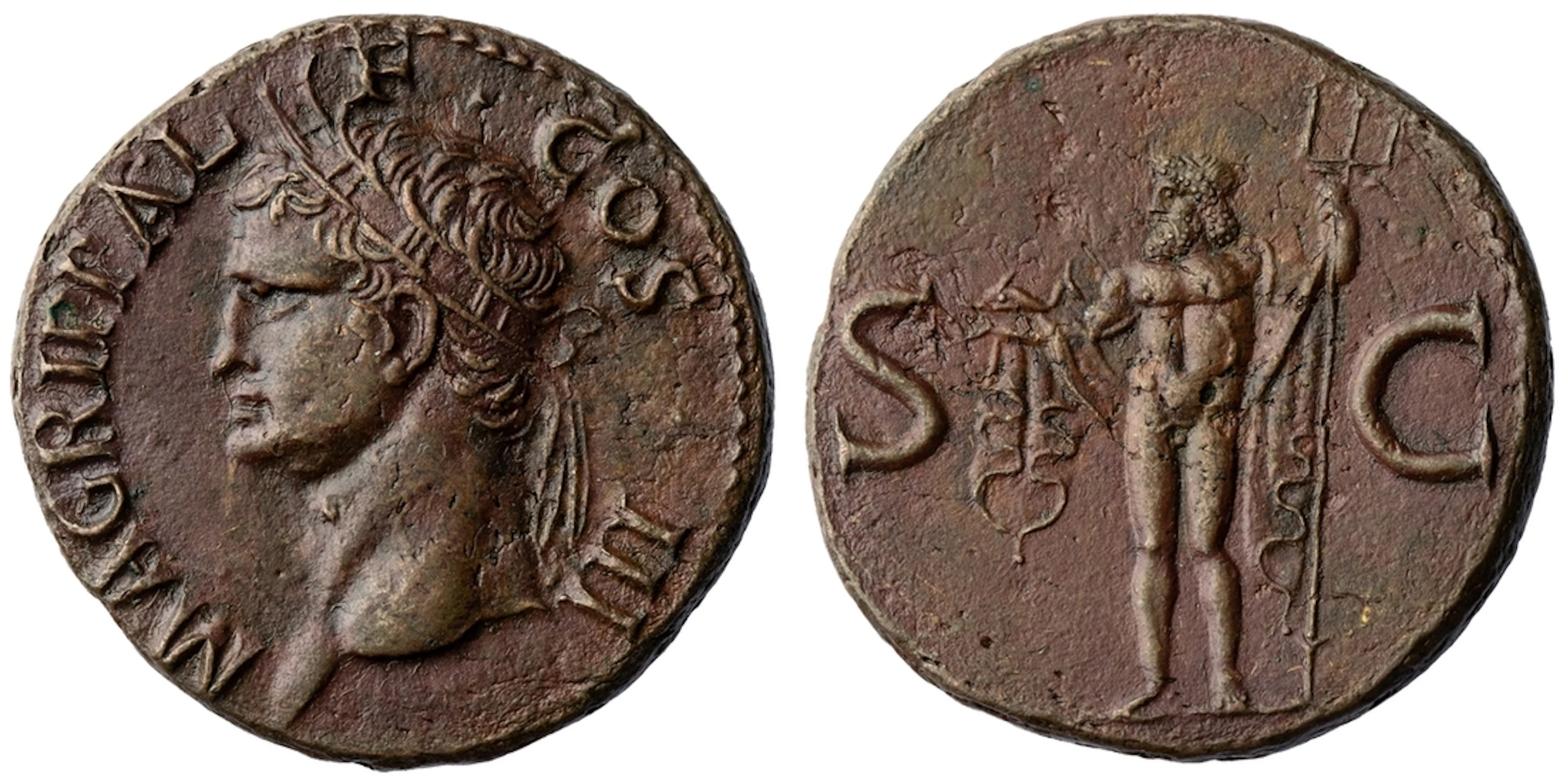 Roman Empire, Agrippa, AE As, struck under Caligula (AD 37-41), M
