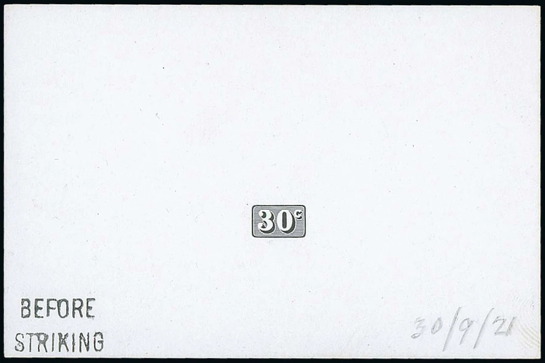Sarawak 1922-23 New Colours and Values Die Proofs 30c. value tablet