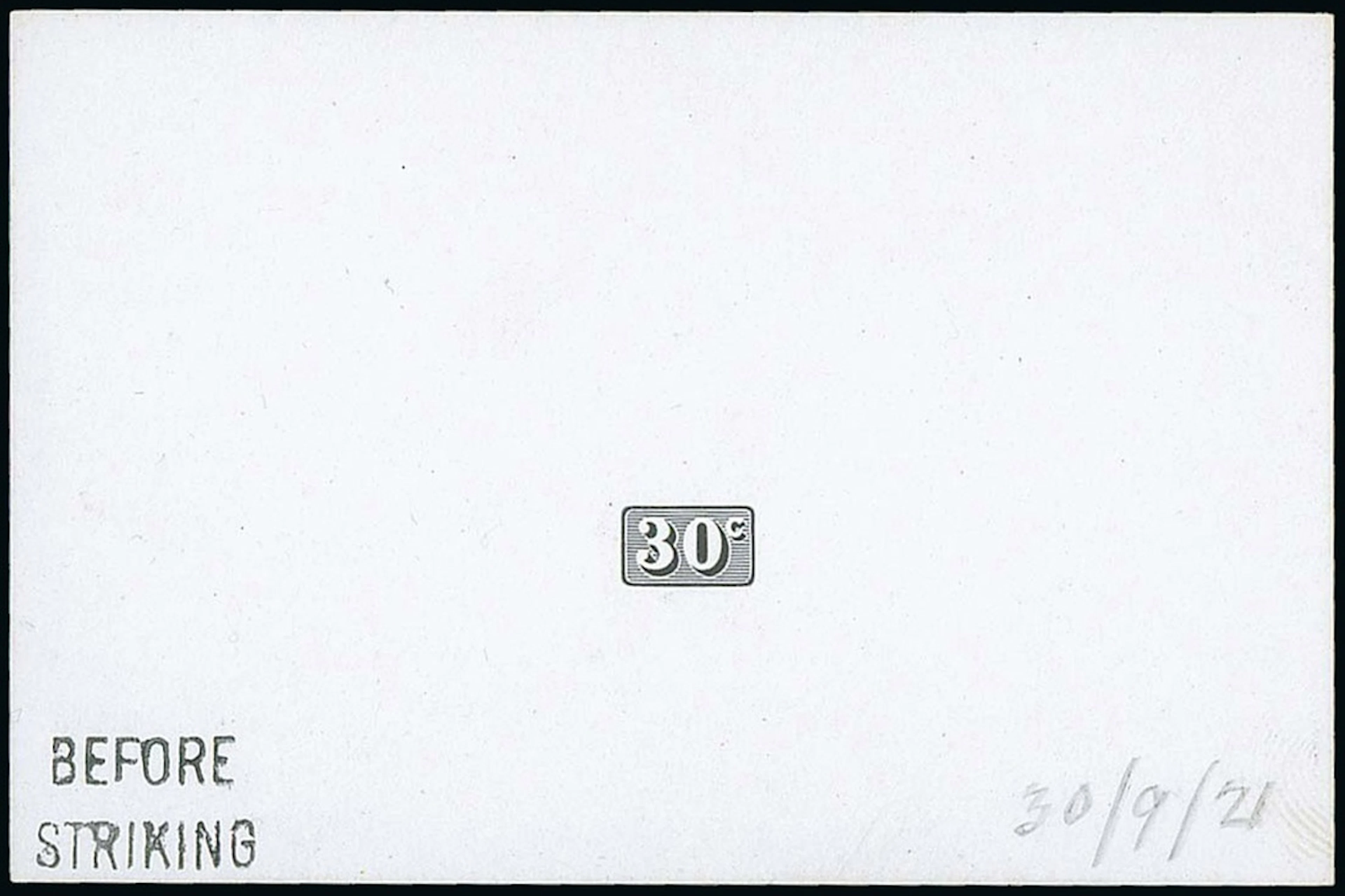Sarawak 1922-23 New Colours and Values Die Proofs 30c. value tablet