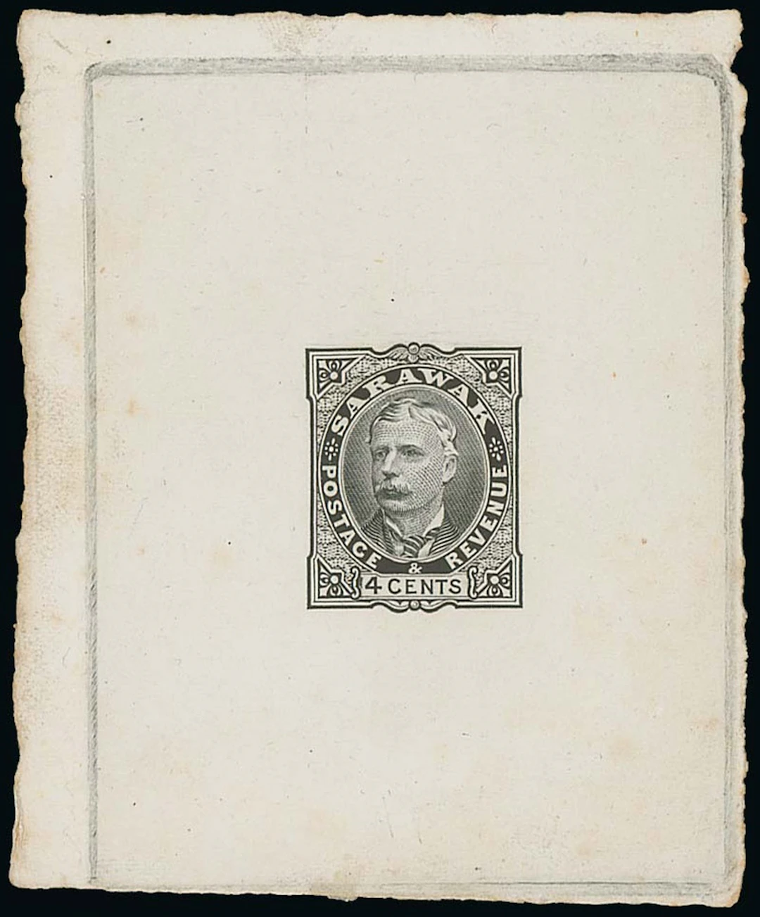 Sarawak 1895 Perkins Bacon Issue Die Proofs 4c. in black die-sunk