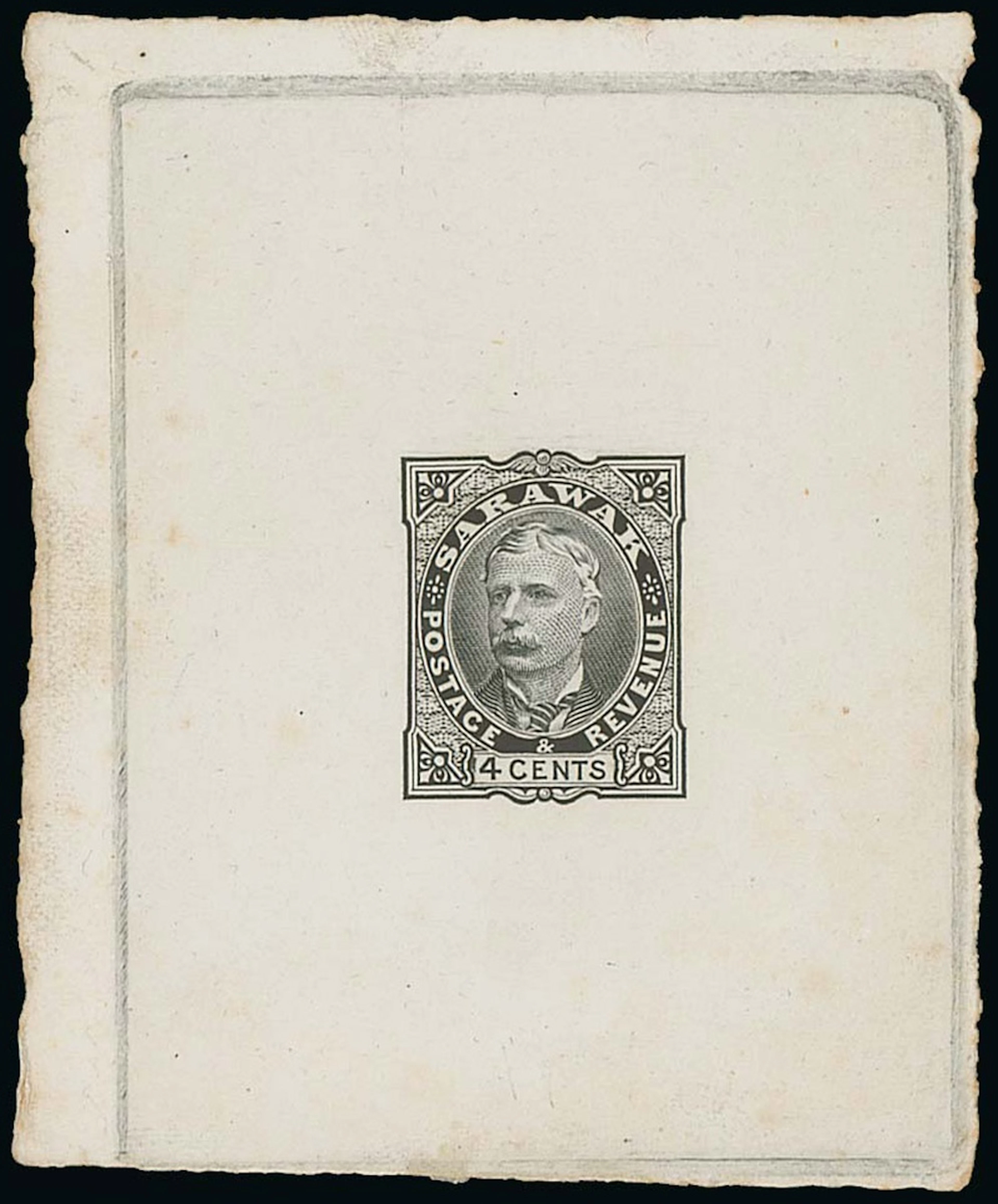 Sarawak 1895 Perkins Bacon Issue Die Proofs 4c. in black die-sunk