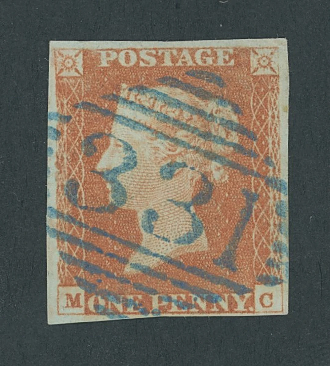 Great Britain 1841-53 One Penny Red-Brown Unplated MC, orange-brown