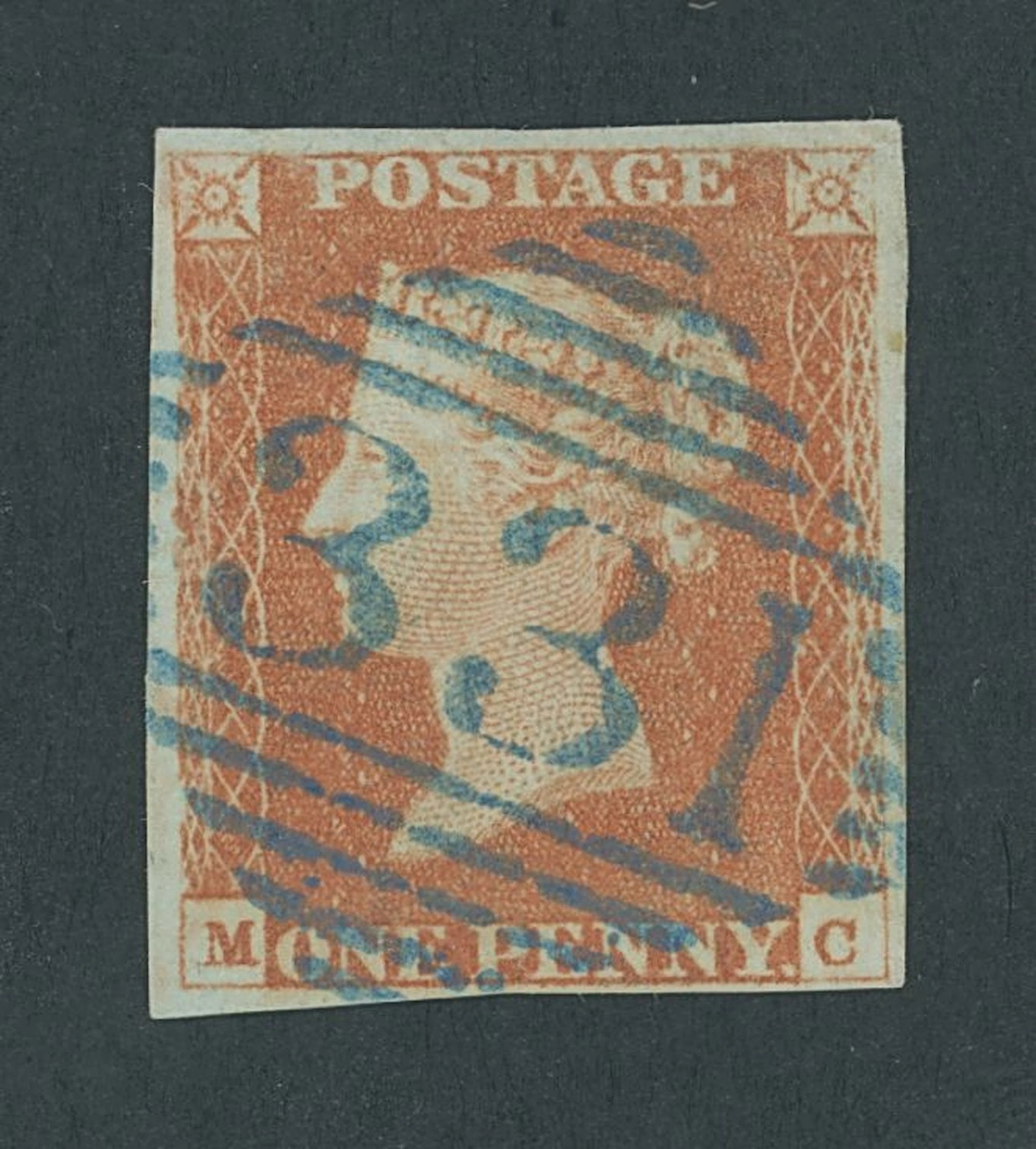 Great Britain 1841-53 One Penny Red-Brown Unplated MC, orange-brown