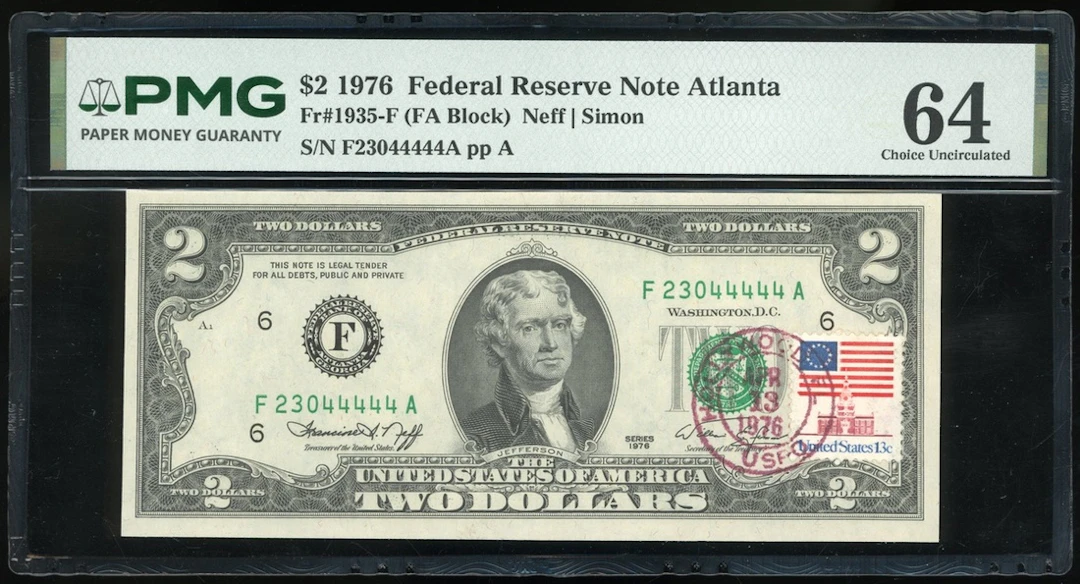 United States, Federal Reserve Note Atlanta, $2, 1976, serial number