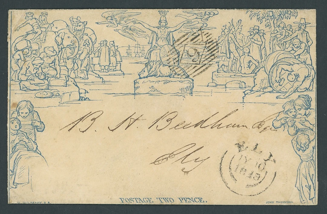 Great Britain 1840 Mulready Two Penny Envelopes a202, dated 9 July