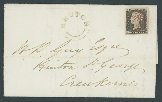 Great Britain 1840 One Penny Black Plate 1a RD, grey-black shade displaying