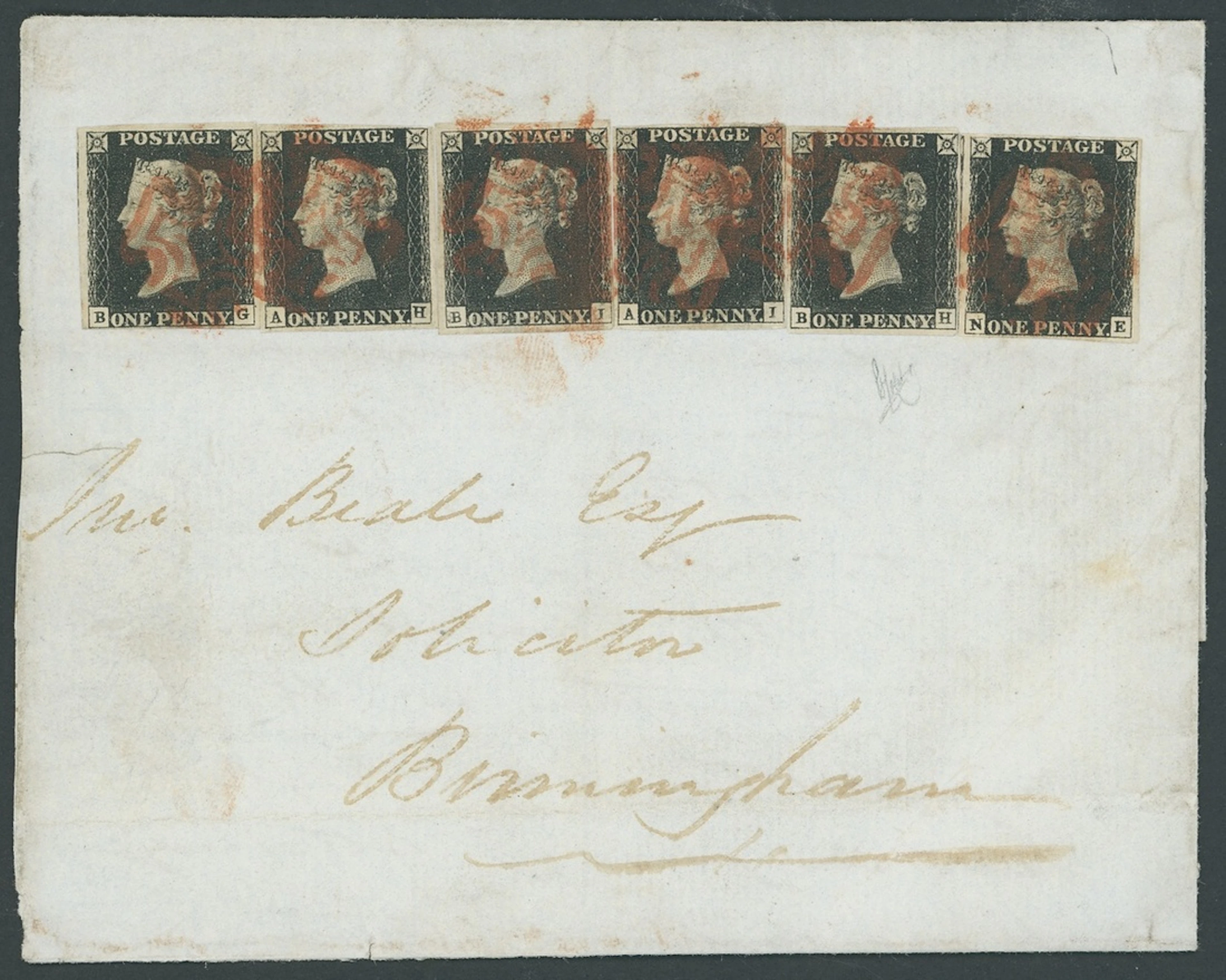 Great Britain 1840 One Penny Black Plate 4 1840 (Sept.) part entire