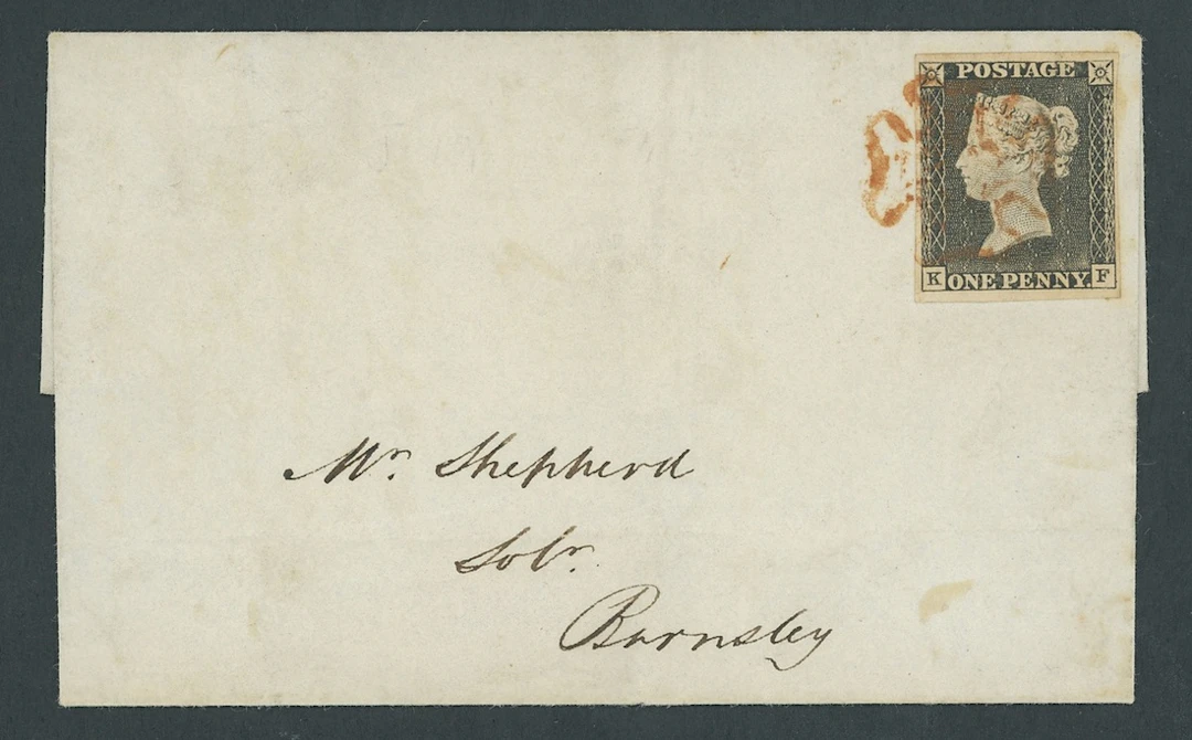 Great Britain 1840 One Penny Black Plate 1a KF, showing moderate Plate
