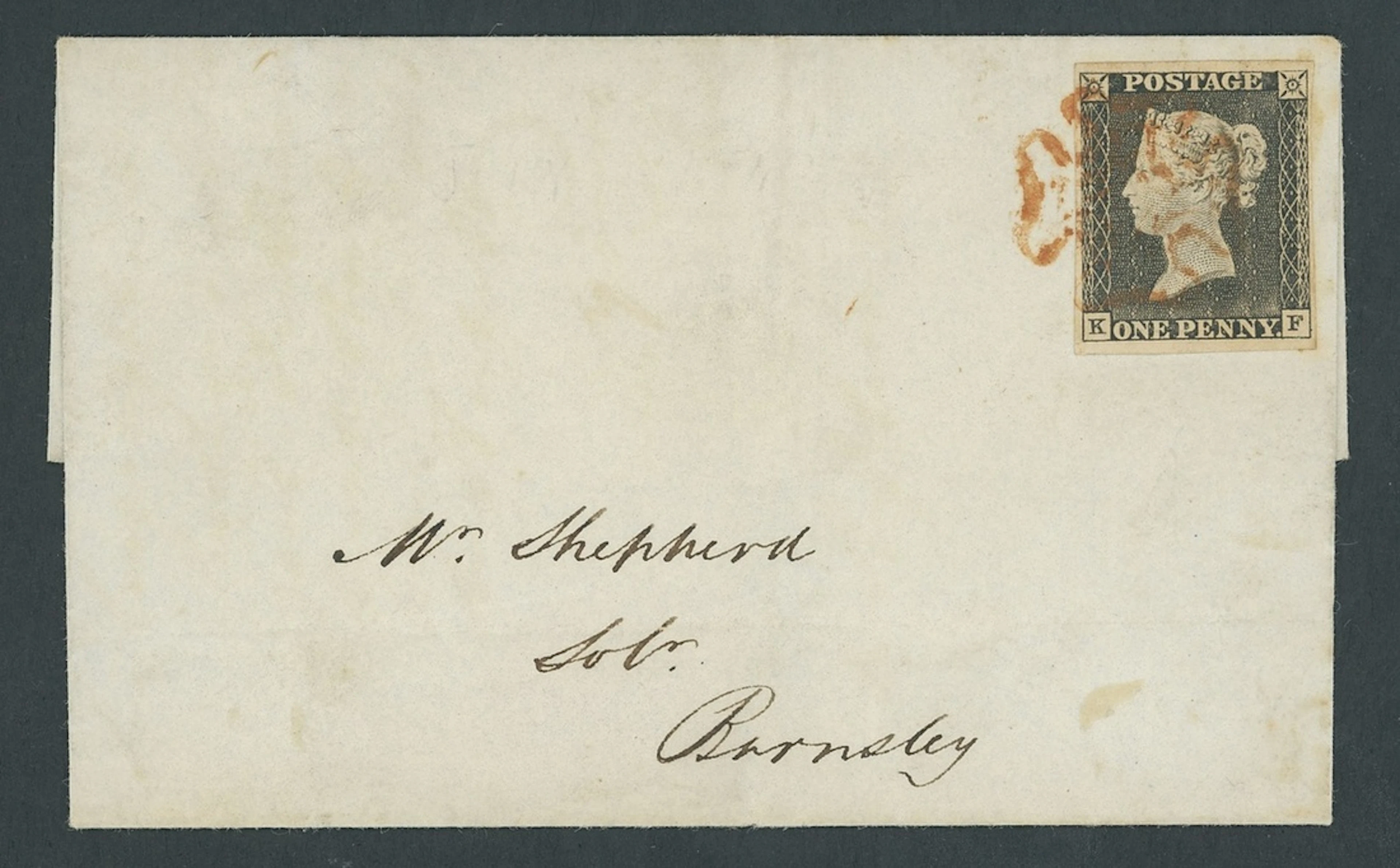 Great Britain 1840 One Penny Black Plate 1a KF, showing moderate Plate