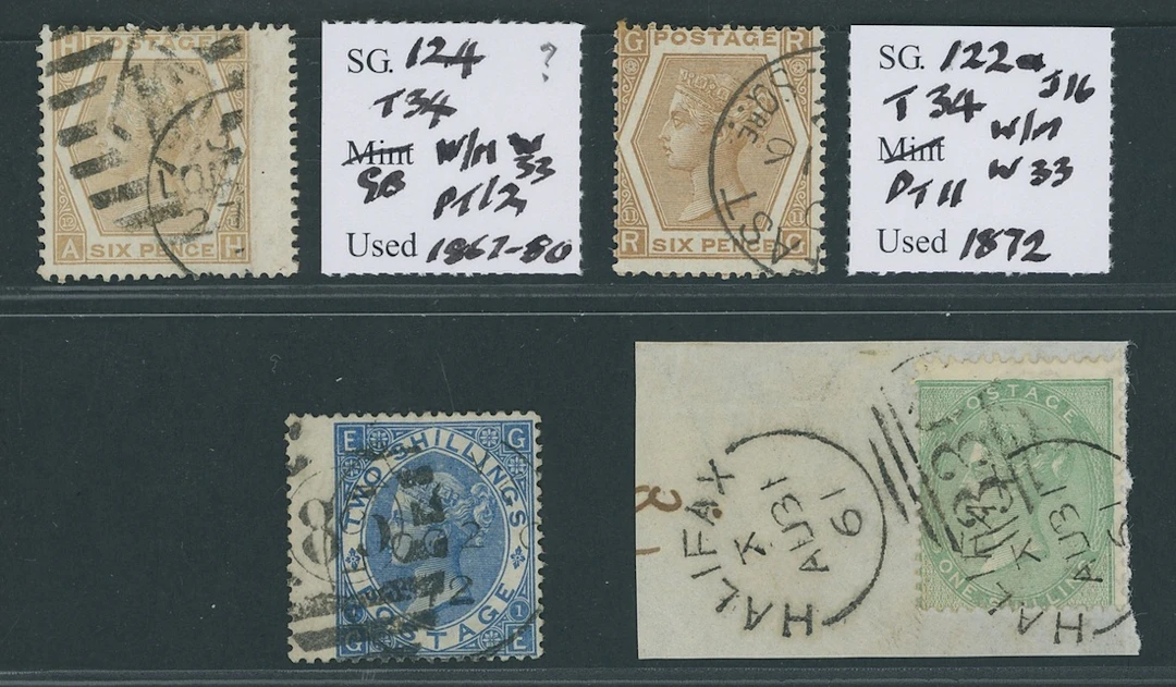 Great Britain 1857-1883, a used group with 1857 1/- green tied to