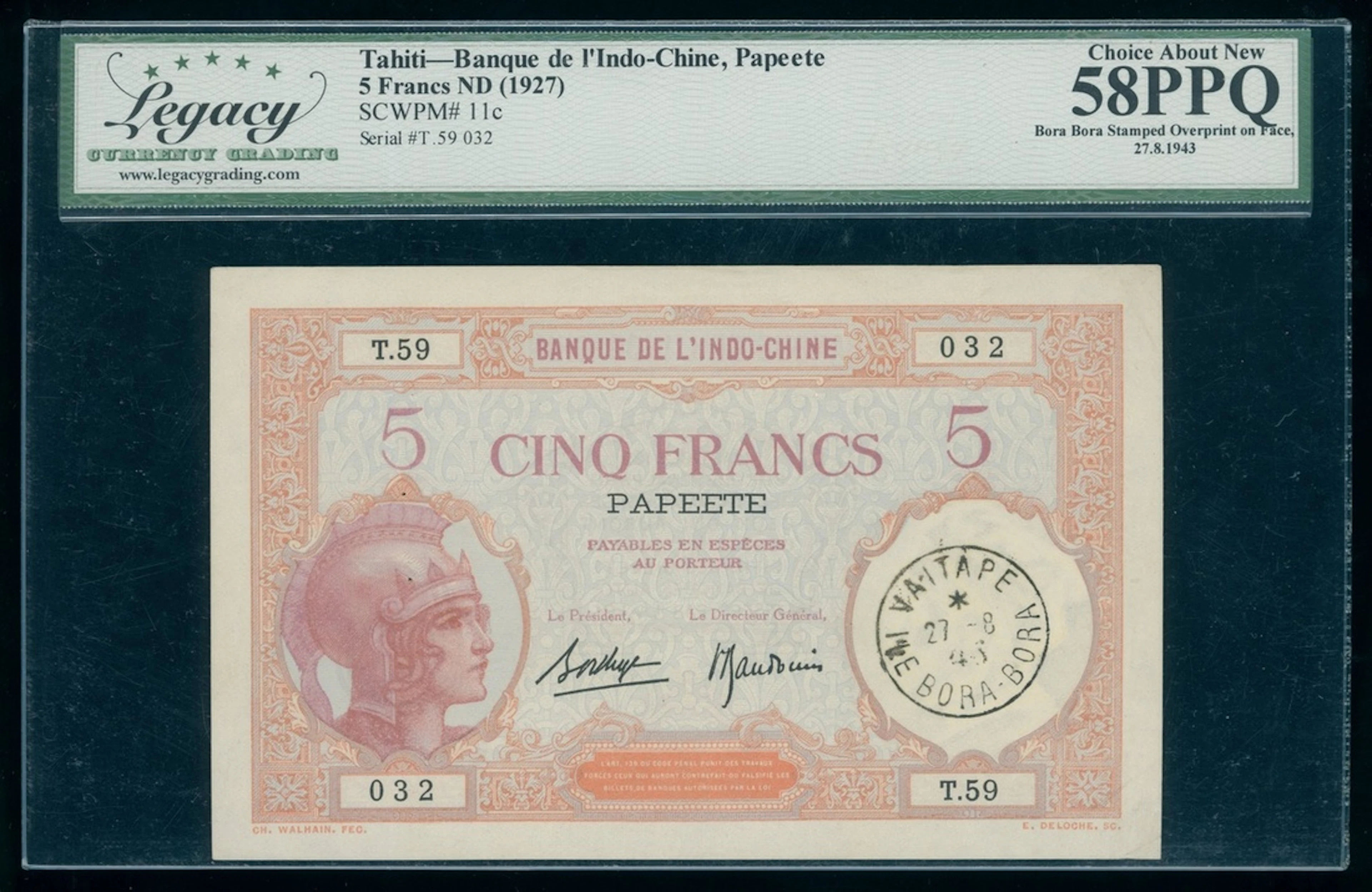 Banque de l'Indochine, French Indo China, 5 francs, ND (1927), serial