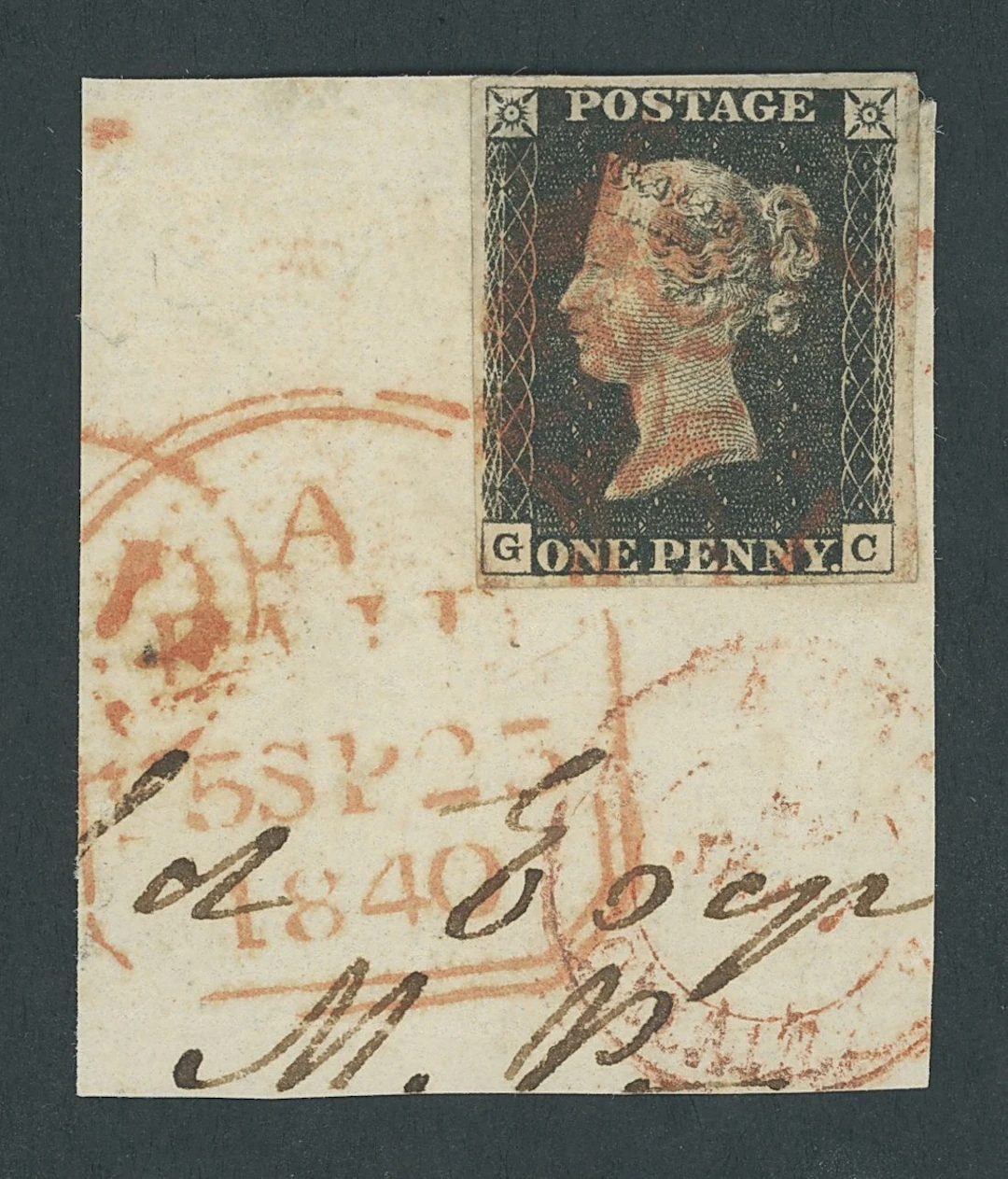Great Britain 1840 One Penny Black Plate 4 GC, good margins, tied