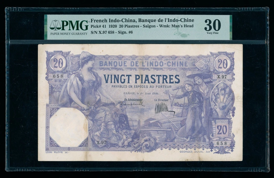 Banque de l'Indo-Chine, French Indo China, 20 piastres, Saigon, 1920